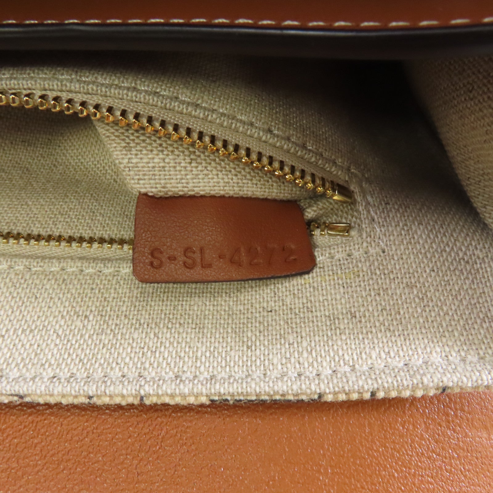 CELINE 【激減優惠】帆布/皮革Teen Soft 16金扣肩背袋米色/啡色