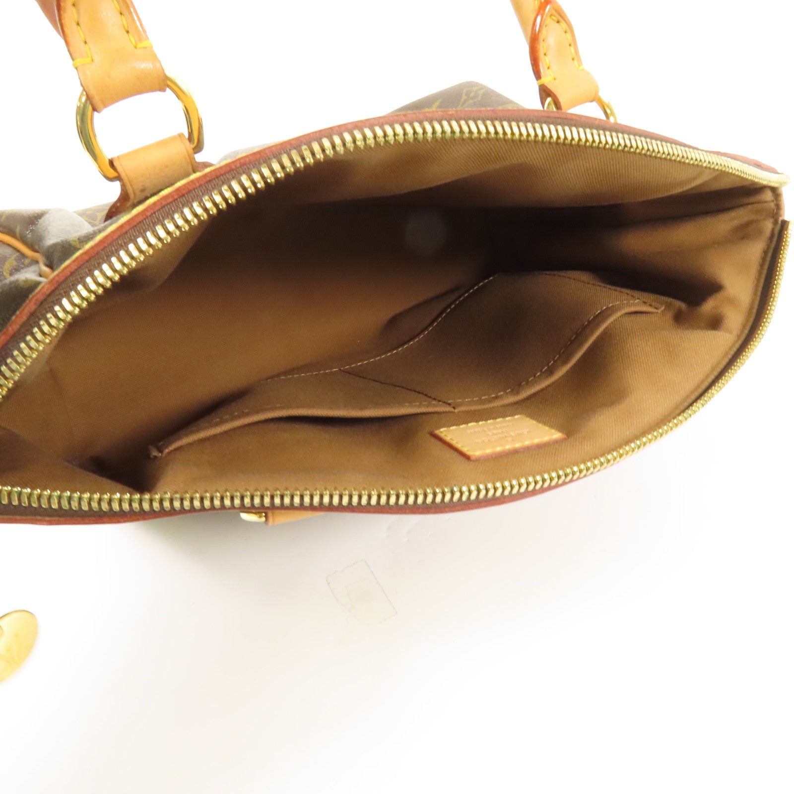 LOUIS VUITTON Monogram Tivoli PM金扣手挽袋棕色