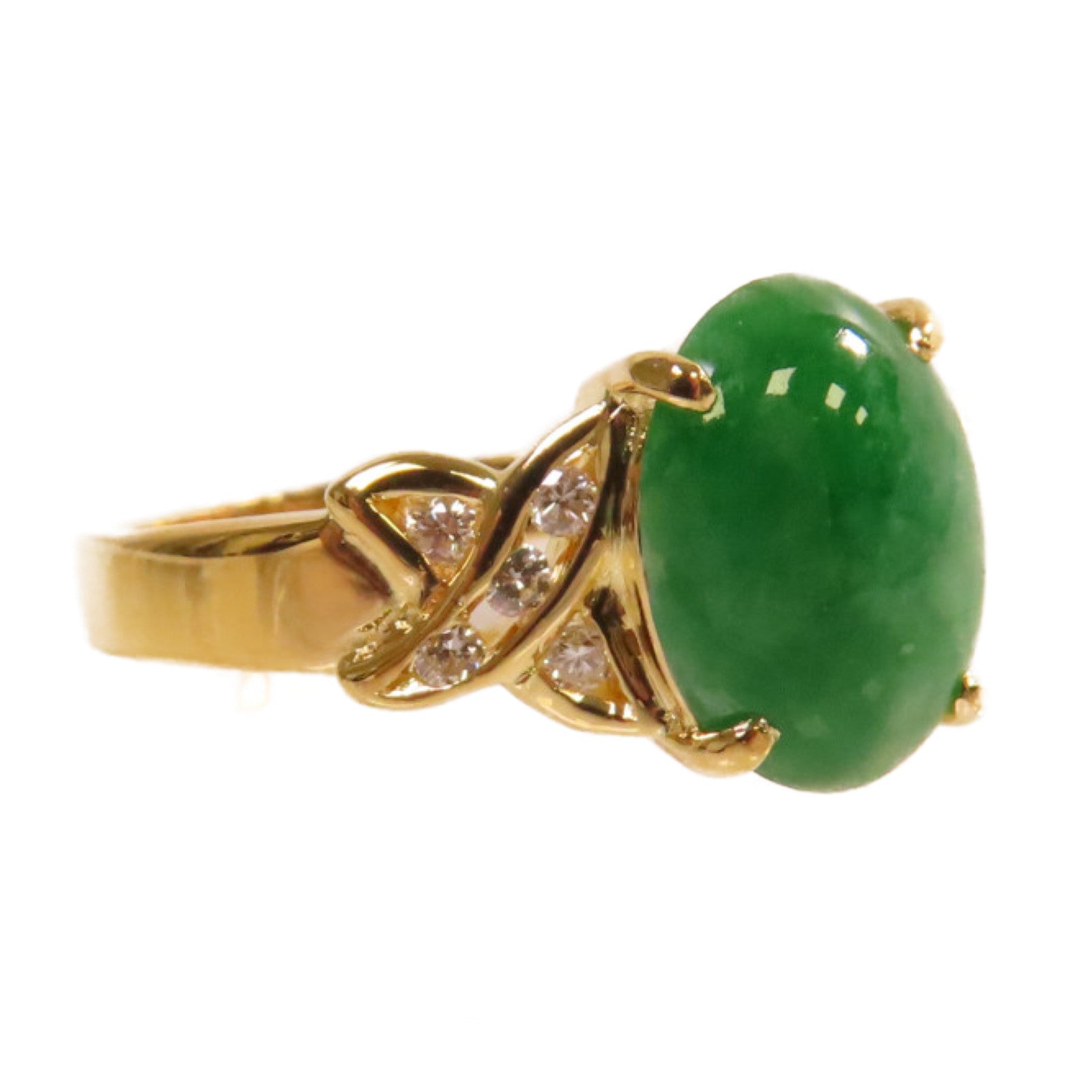 JEWELRY 18K黃金/翡翠Jade Ring戒指US#5.75