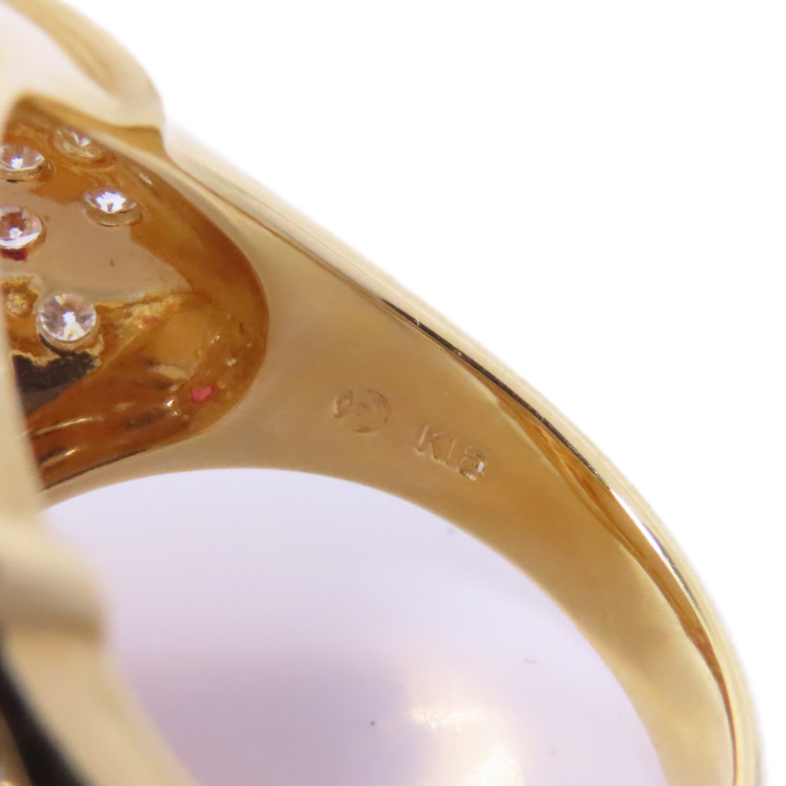 JEWELRY 18K黄金Pearl Ring珍珠/0.32ct鑽石戒指US#5.75