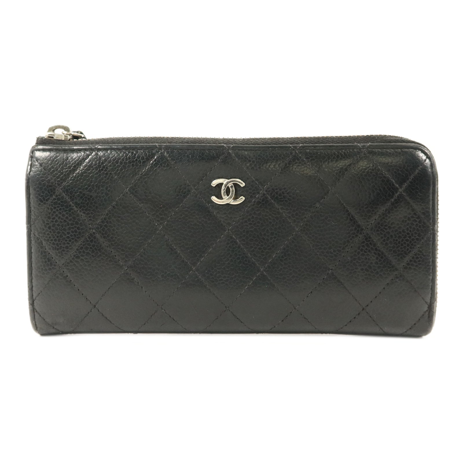 CHANEL 牛皮皮革Long Wallet銀扣長錢包