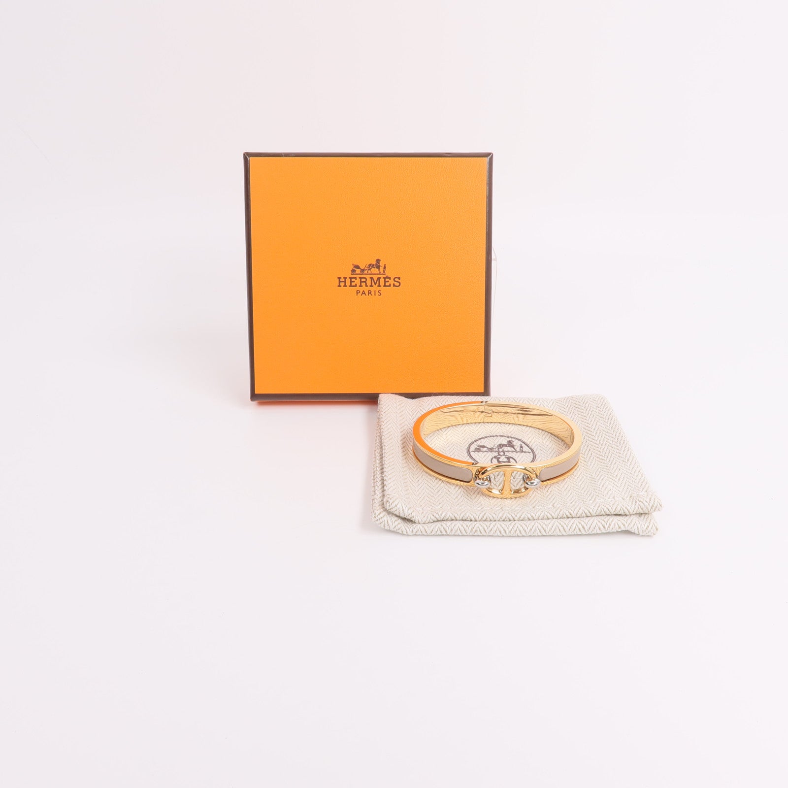 HERMES 金屬/琺瑯Mini Clic Chaine d'Ancre Bracelet手鐲Marron Glace