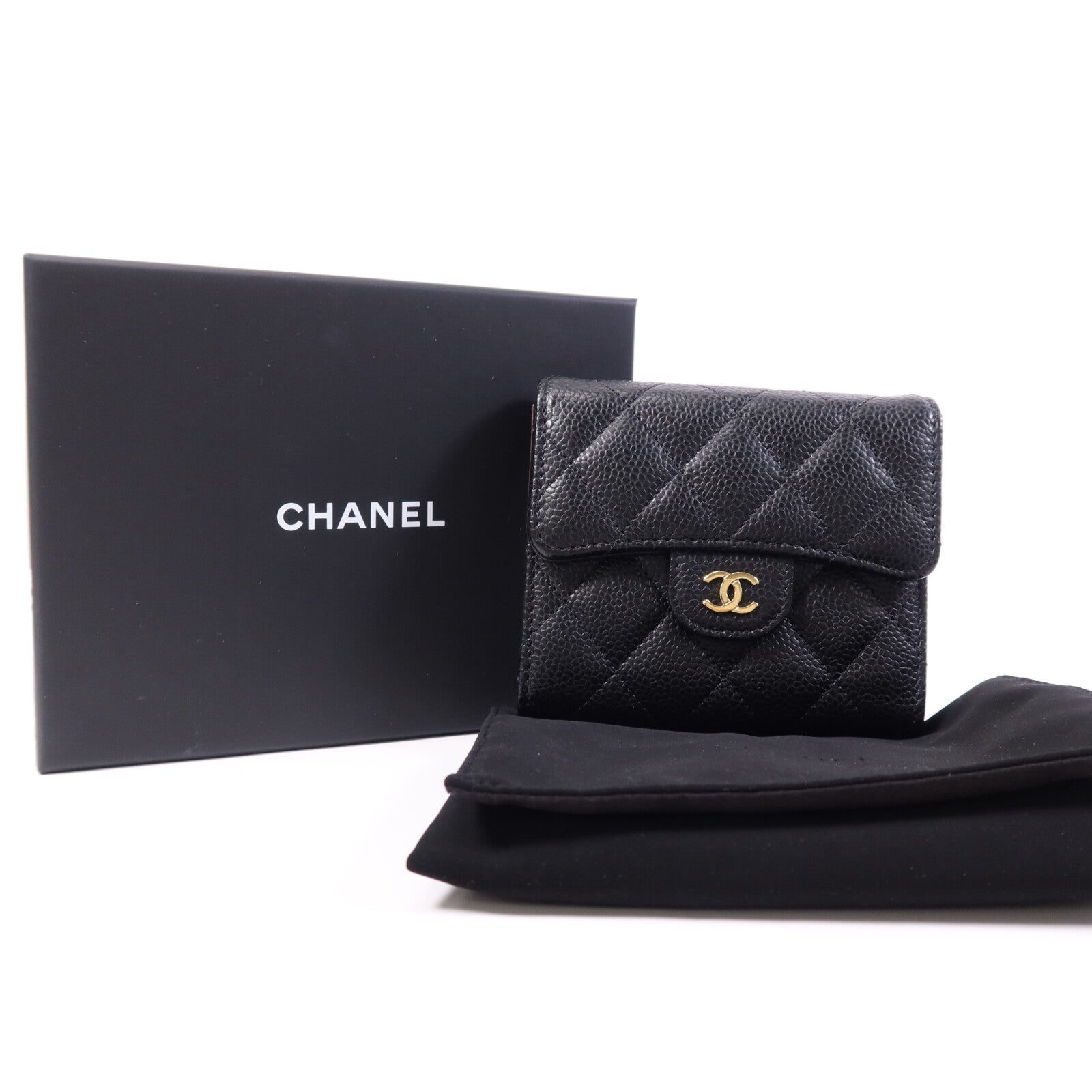 CHANEL 牛皮皮革Wallet金扣錢包