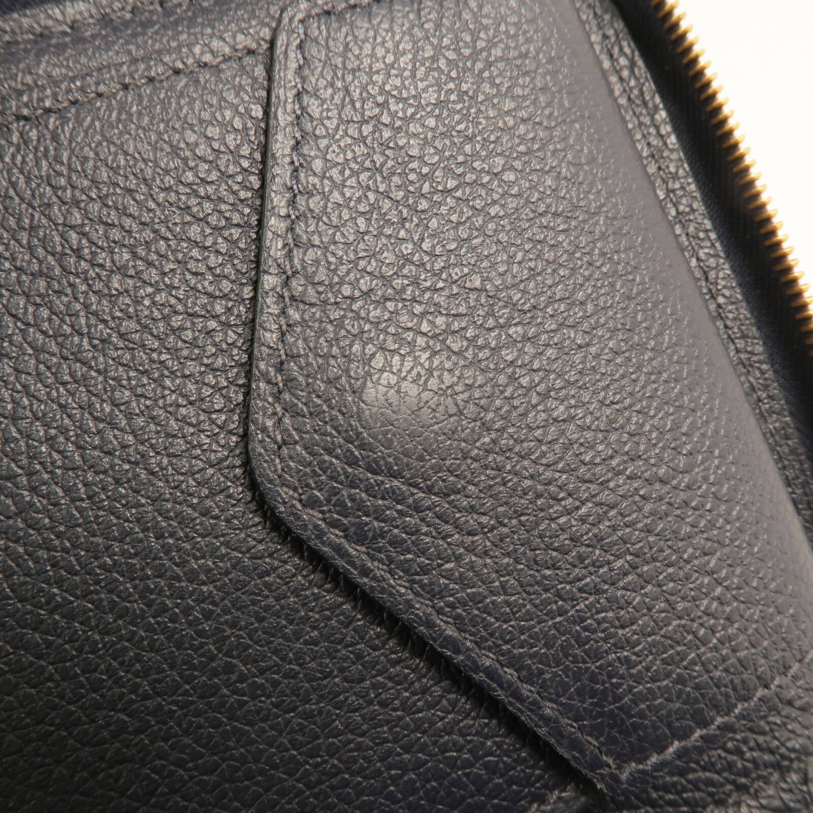 HERMES Evercolor皮革Zipper Wallet金扣錢包Bleu Nuit