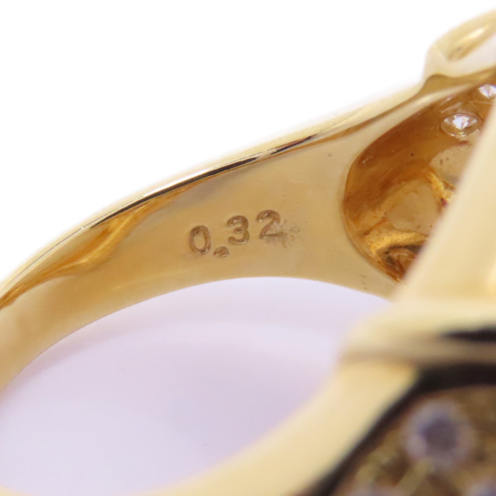 JEWELRY 18K黄金Pearl Ring珍珠/0.32ct鑽石戒指US#5.75