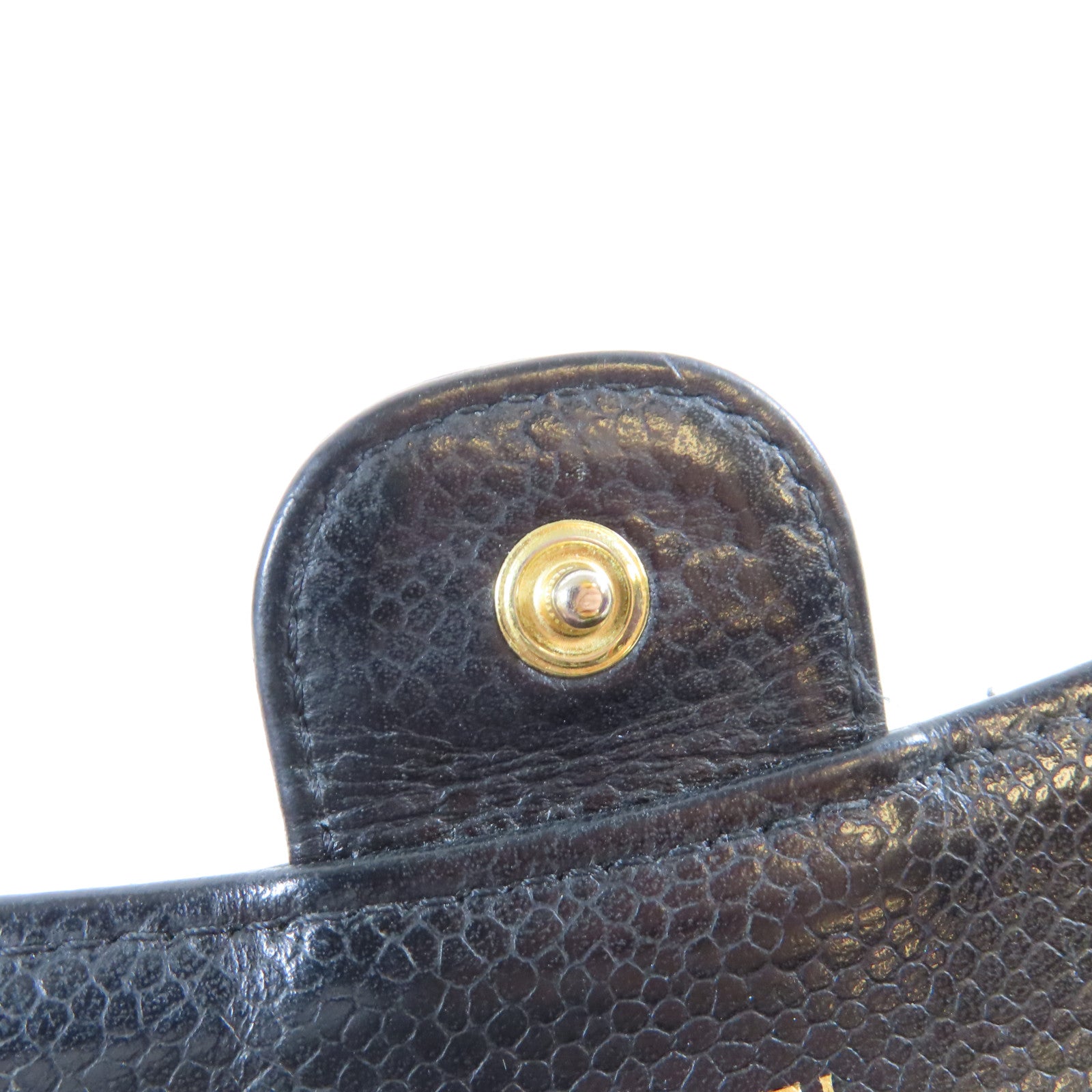 CHANEL 菱格Caviar皮革Card Case金扣卡片套黑色