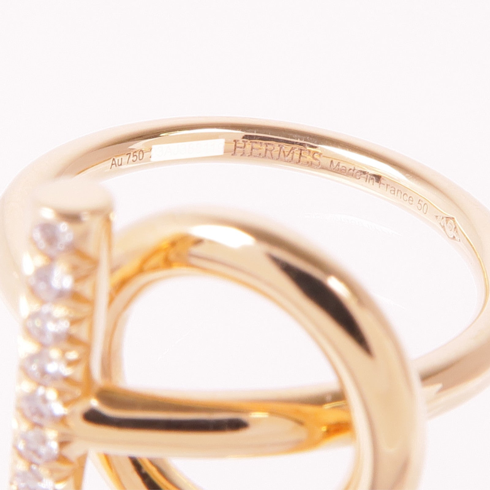 HERMES 18K玫瑰金Echappee Ring鑽石戒指Hermes#50/US#5