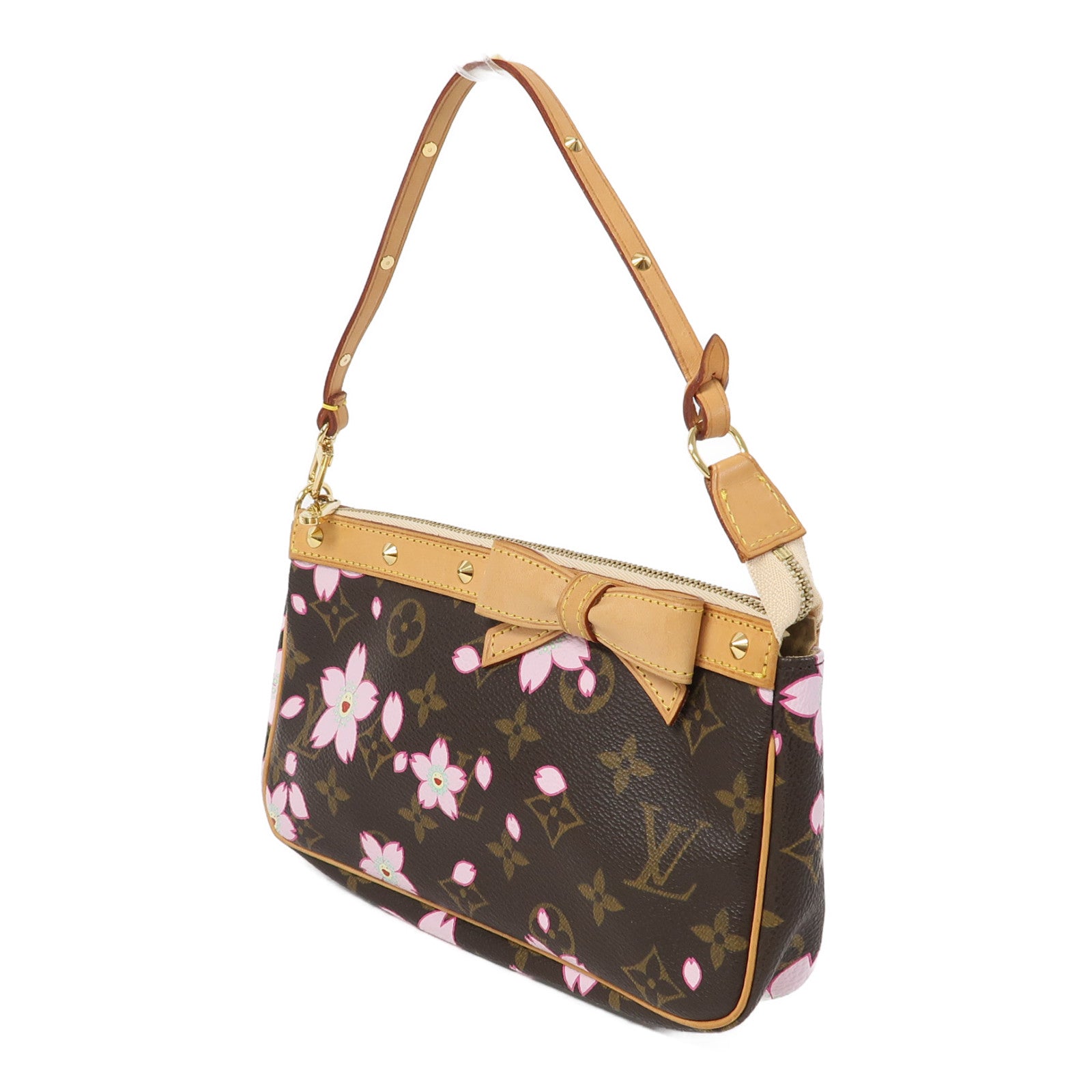 LOUIS VUITTON Monogram Cherry Blossom Pochette金扣肩背袋啡色