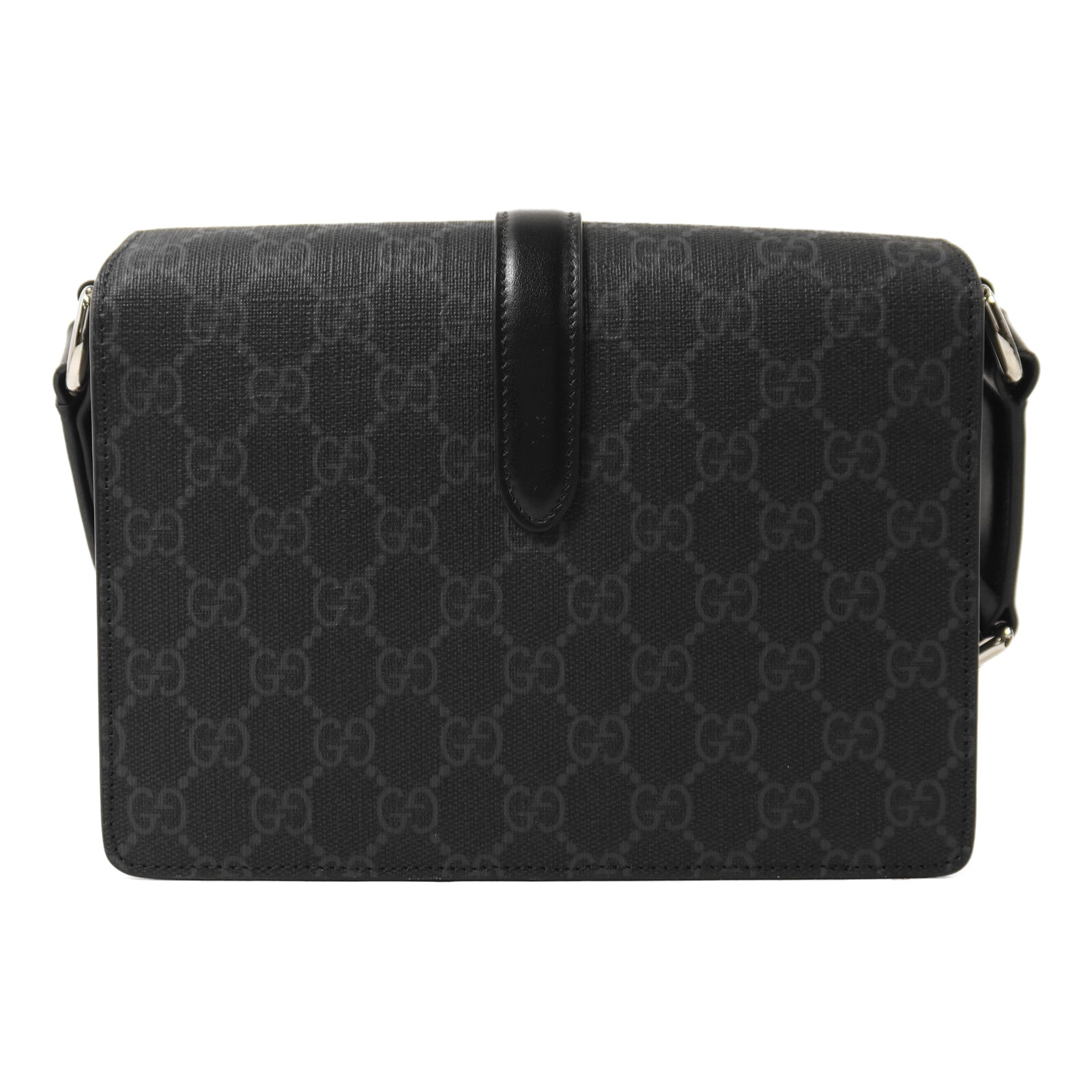 GUCCI 塗層帆布GG Black Mini Bag銀扣肩背袋