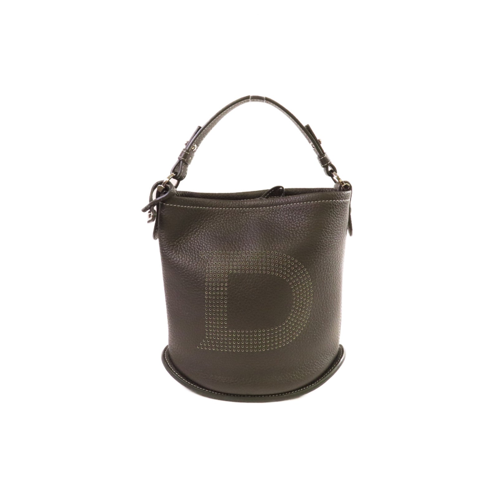 Delvaux 牛皮皮革Handbag銀扣手挽袋黑色