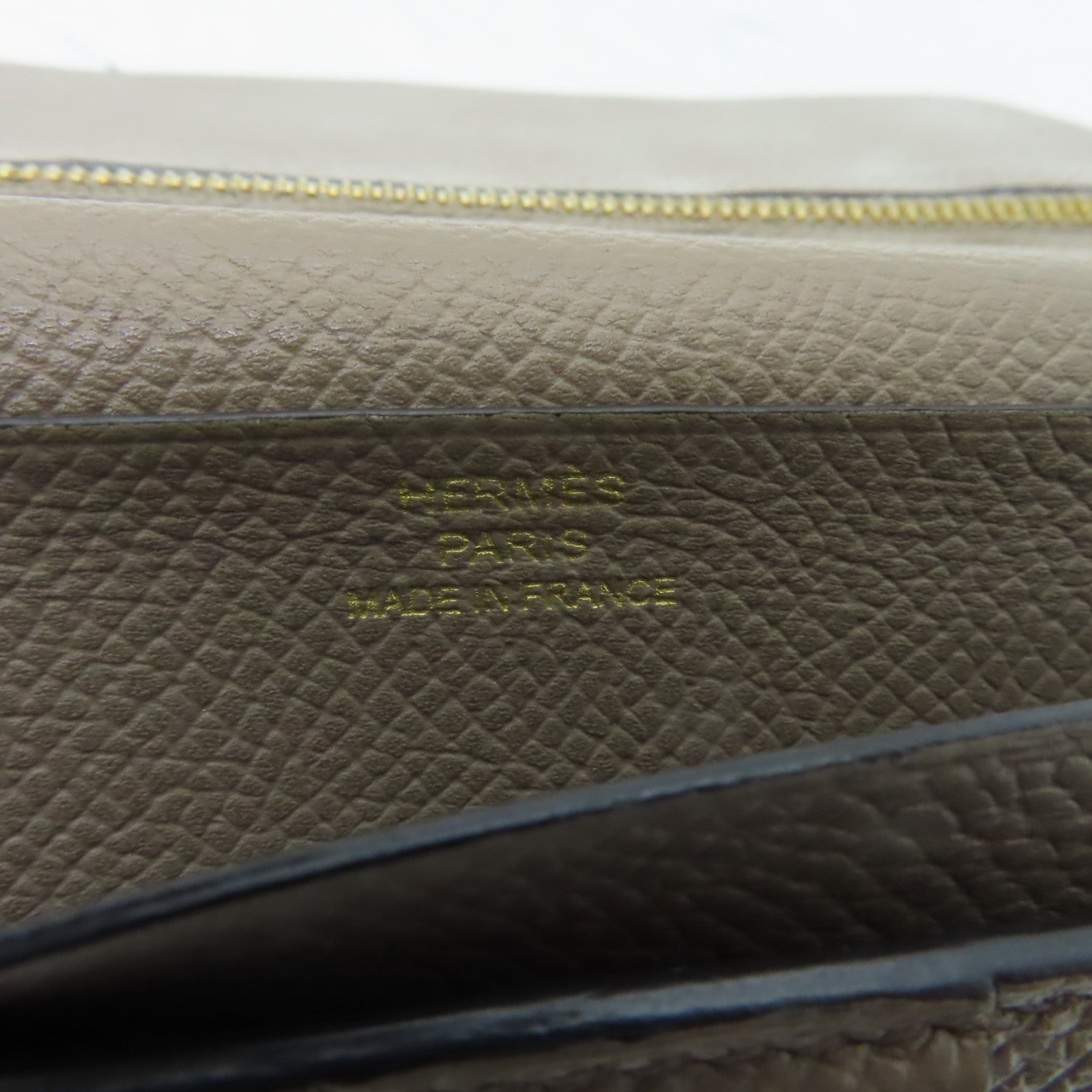 HERMES 【清倉大減價】Epsom皮革Bearn W Snap金扣長錢包灰色