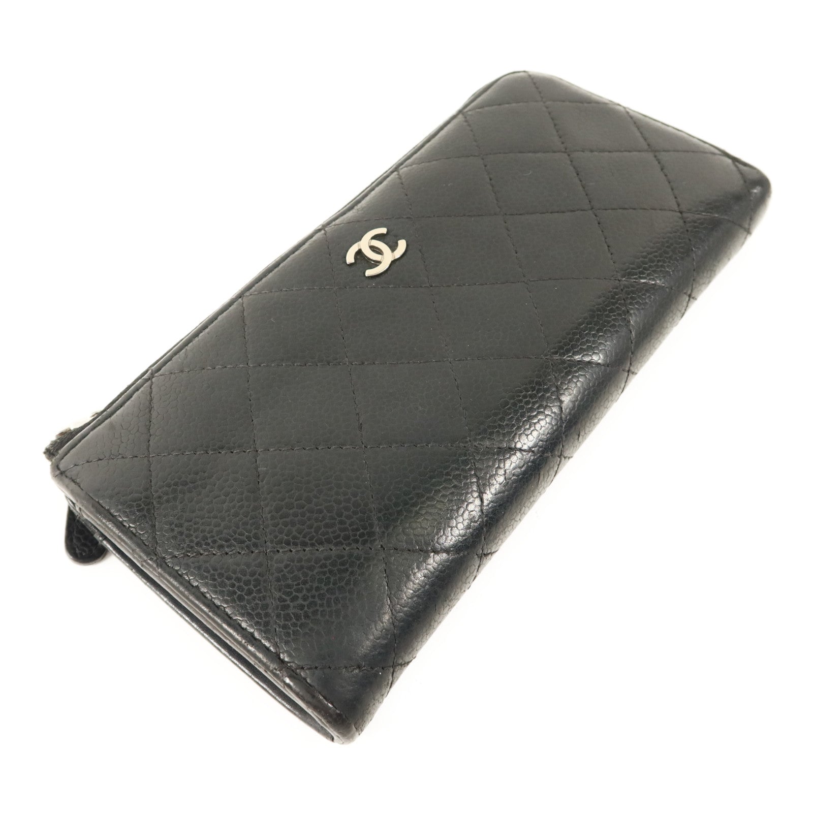 CHANEL 牛皮皮革Long Wallet銀扣長錢包