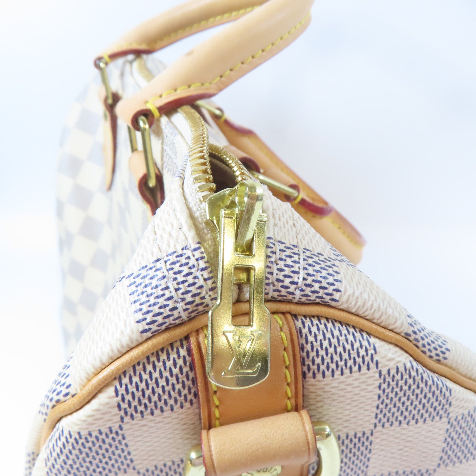 LOUIS VUITTON 【激減優惠】Damier Azur Speedy Bandouliere 30金扣手挽肩背兩用袋白色