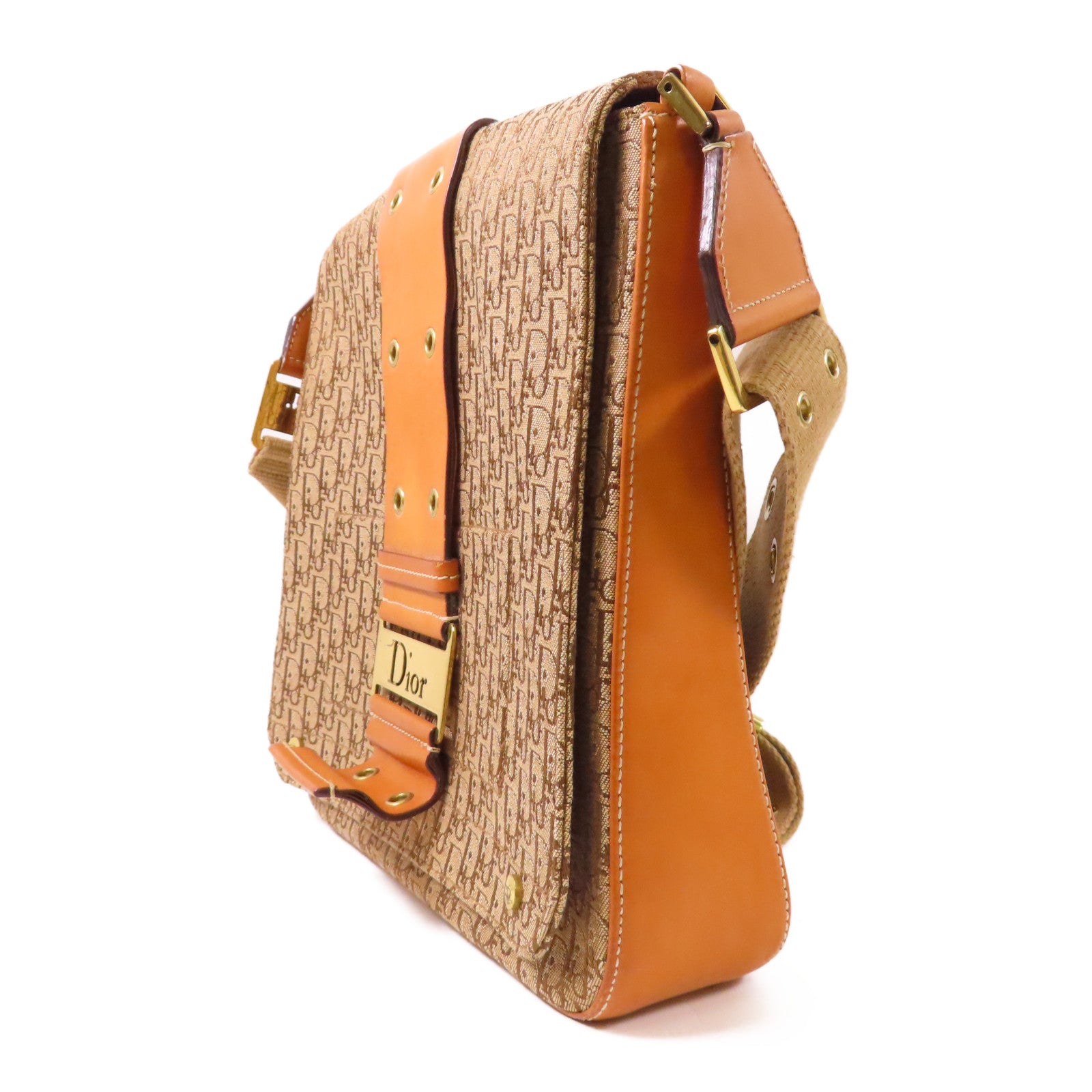 Dior 帆布Shoulder Bag金扣肩背袋啡色