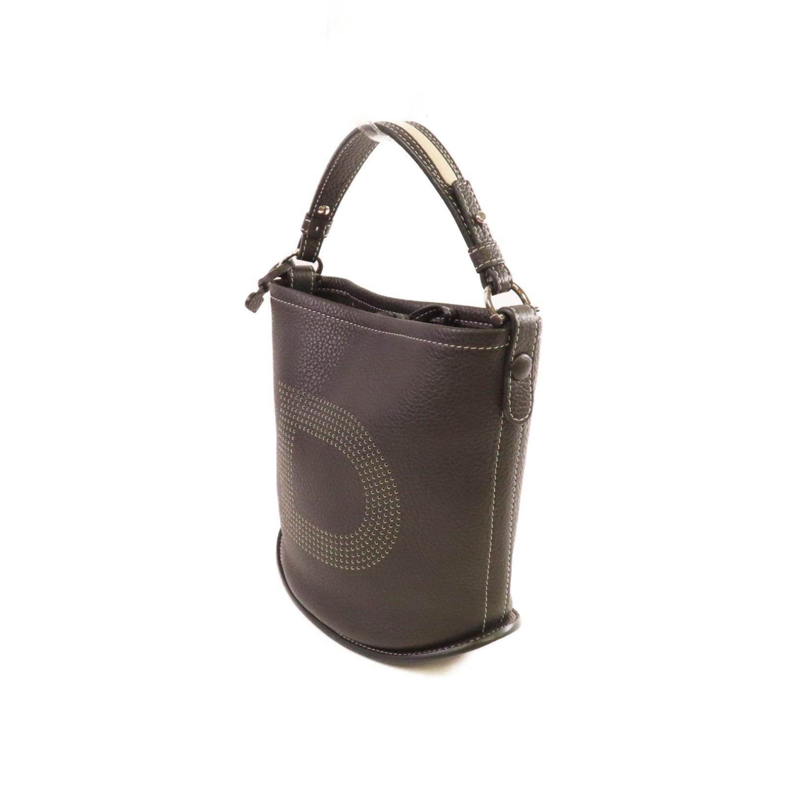 Delvaux 牛皮皮革Handbag銀扣手挽袋黑色