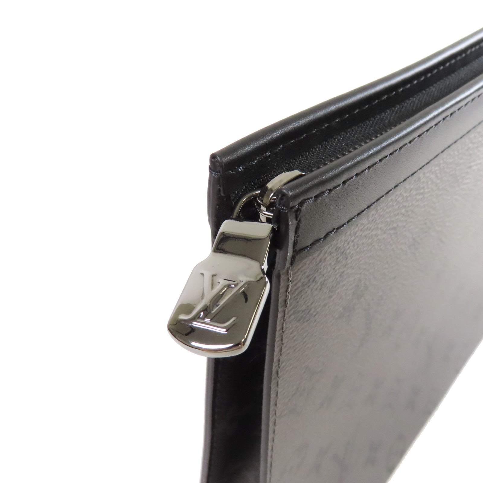 LOUIS VUITTON 【激減優惠】Monogram Eclipse Reverse Pochette Voyage MM Clutch銀扣手拿包碳灰色/黑色