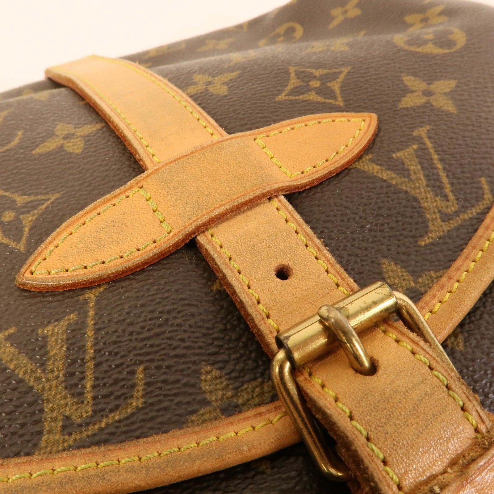 LOUIS VUITTON Monogram Saumur 30金扣肩背袋棕色