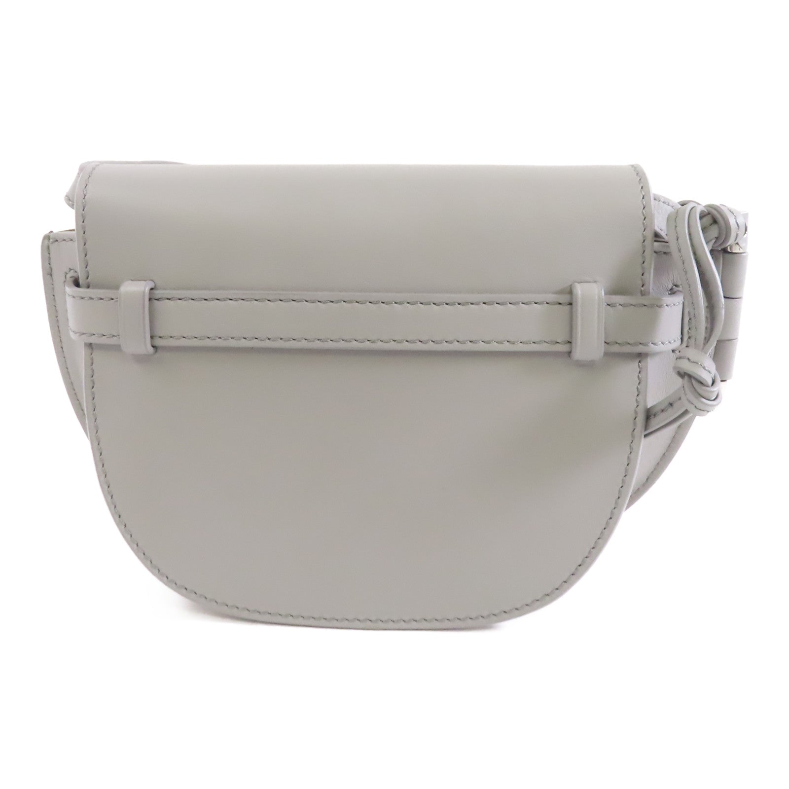 LOEWE 牛皮皮革Mini Gate銀扣肩背袋灰色