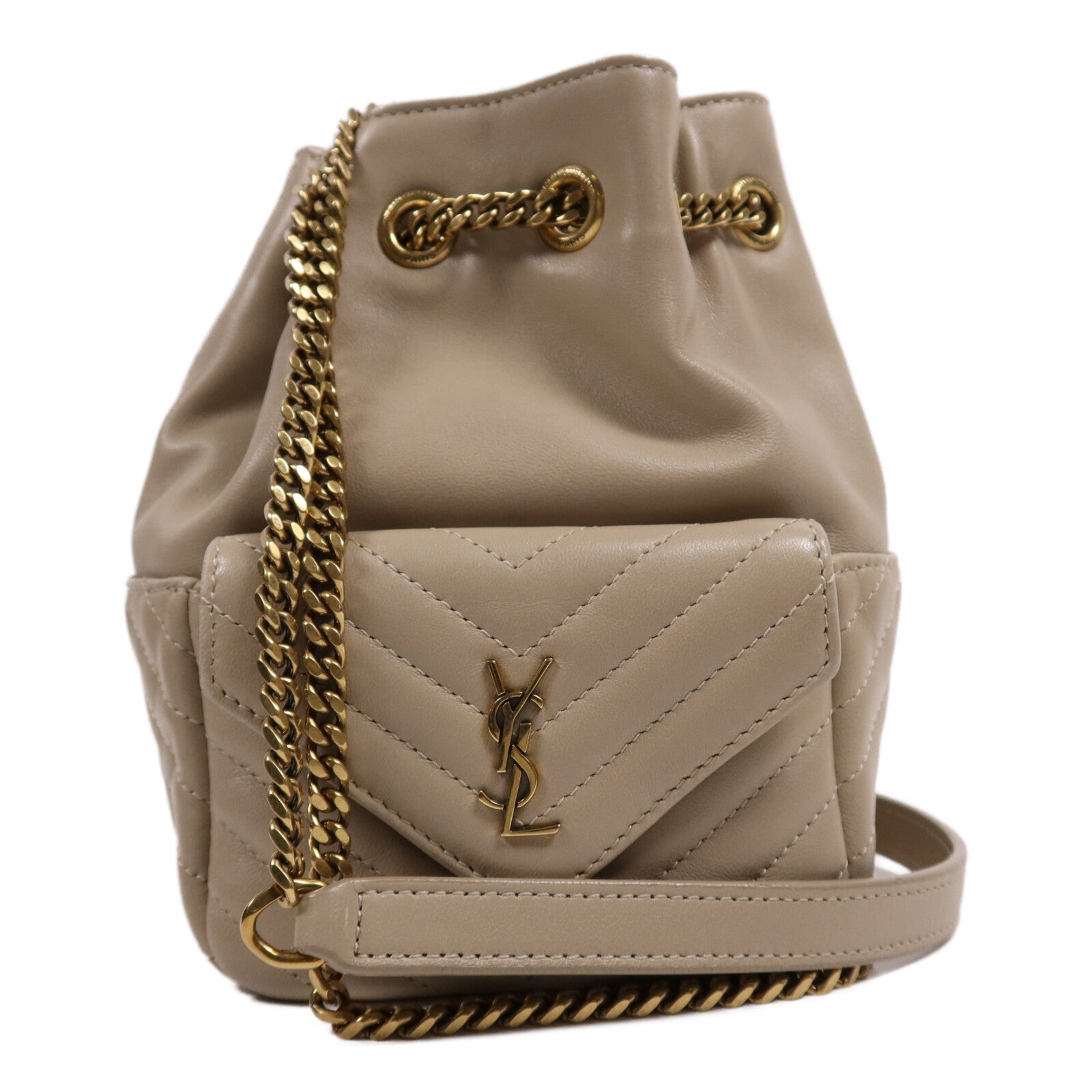 YVES SAINT LAURENT 牛皮皮革Chain Shoulder Bag金扣鏈帶肩背袋