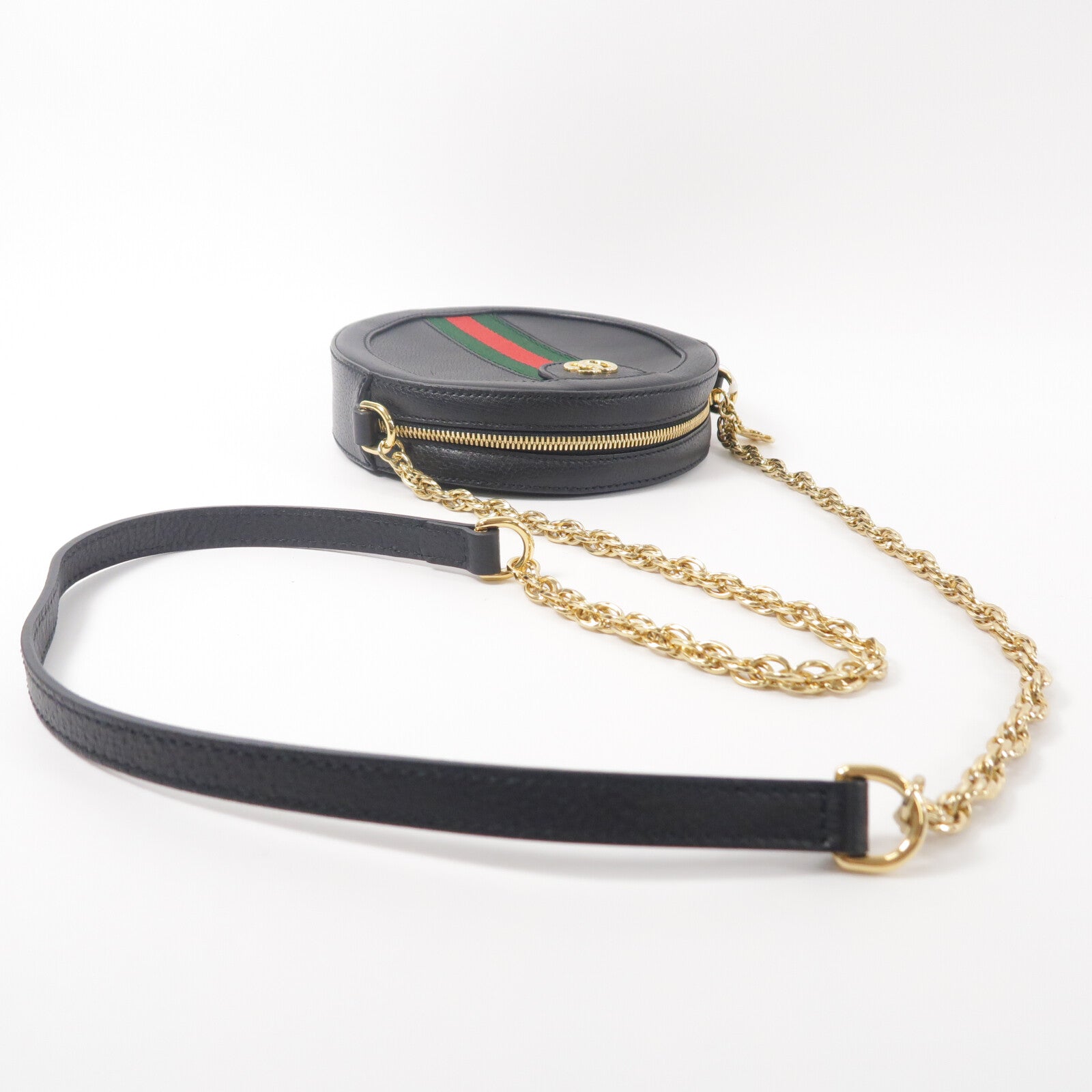 GUCCI 牛皮皮革Ophidia Mini GG Round Shoulder Bag鏈帶肩背袋