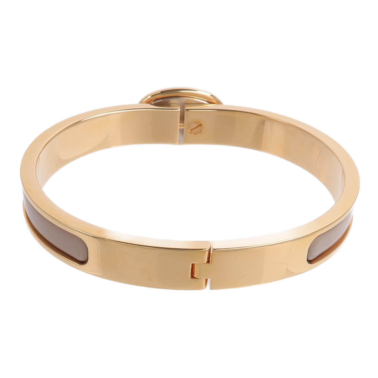 HERMES 金屬/琺瑯Mini Clic Chaine d'Ancre Bracelet手鐲Marron Glace