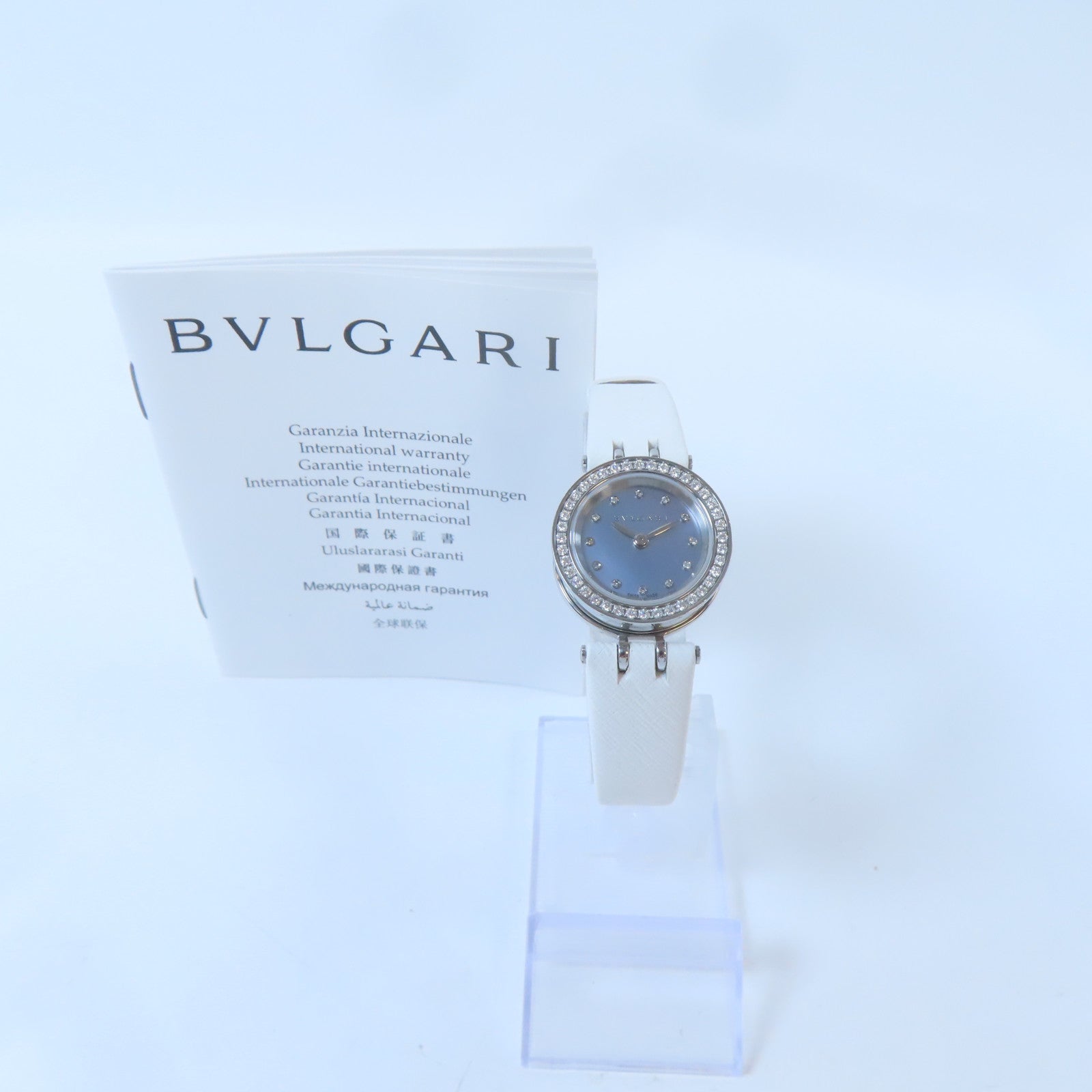 BVLGARI B-zero1不鏽鋼/皮革帶手錶石英機芯藍色
