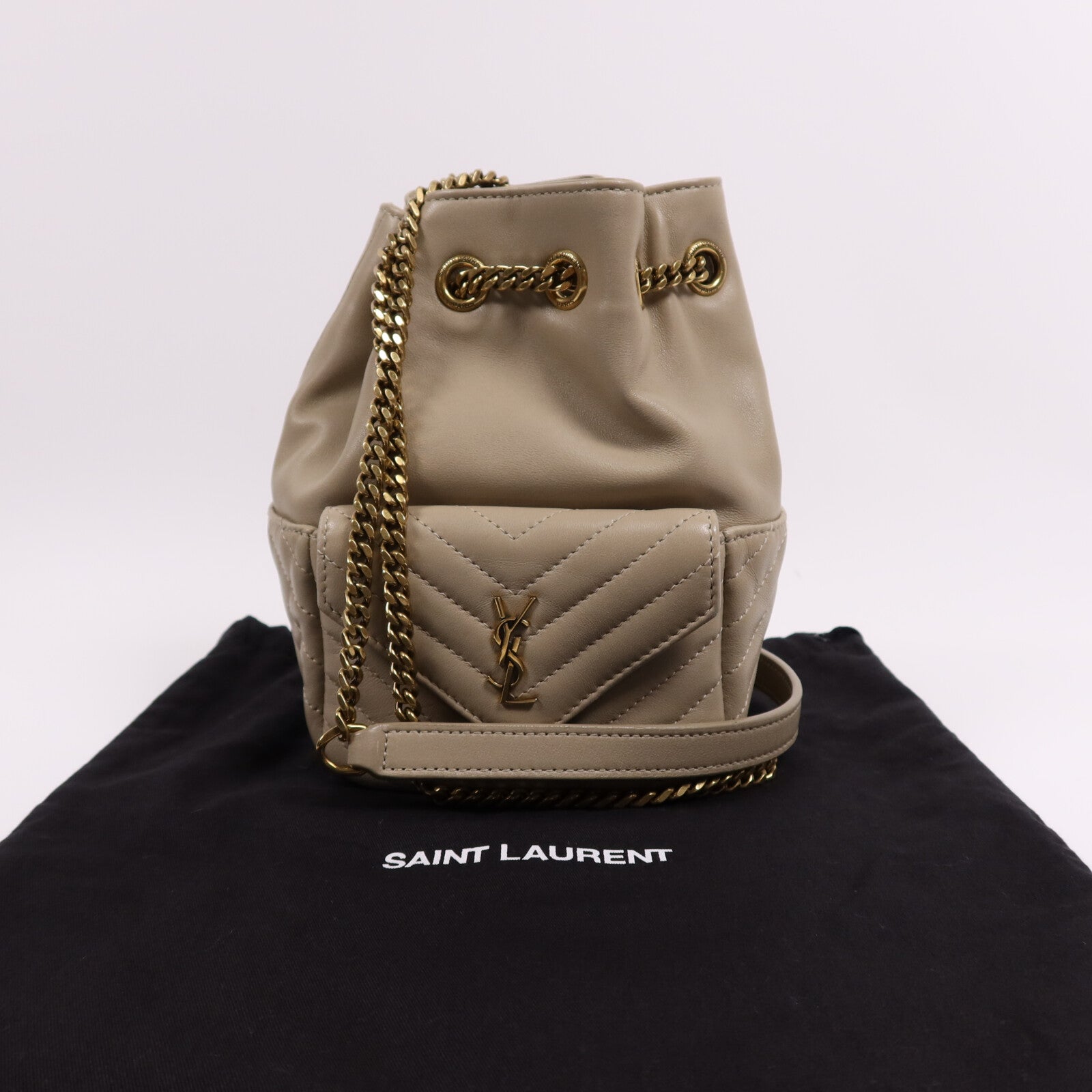 YVES SAINT LAURENT 牛皮皮革Chain Shoulder Bag金扣鏈帶肩背袋