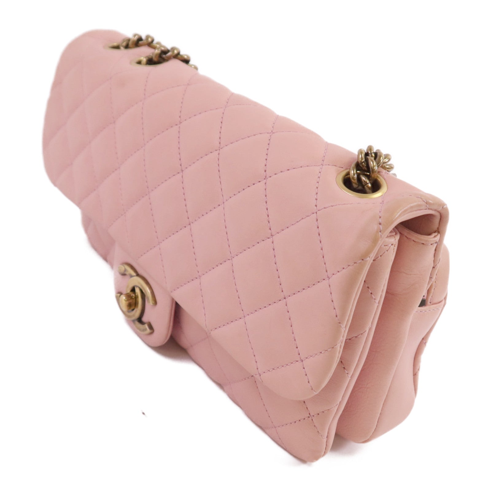 CHANEL 牛皮皮革Chain Shoulder金扣鏈帶肩背袋
