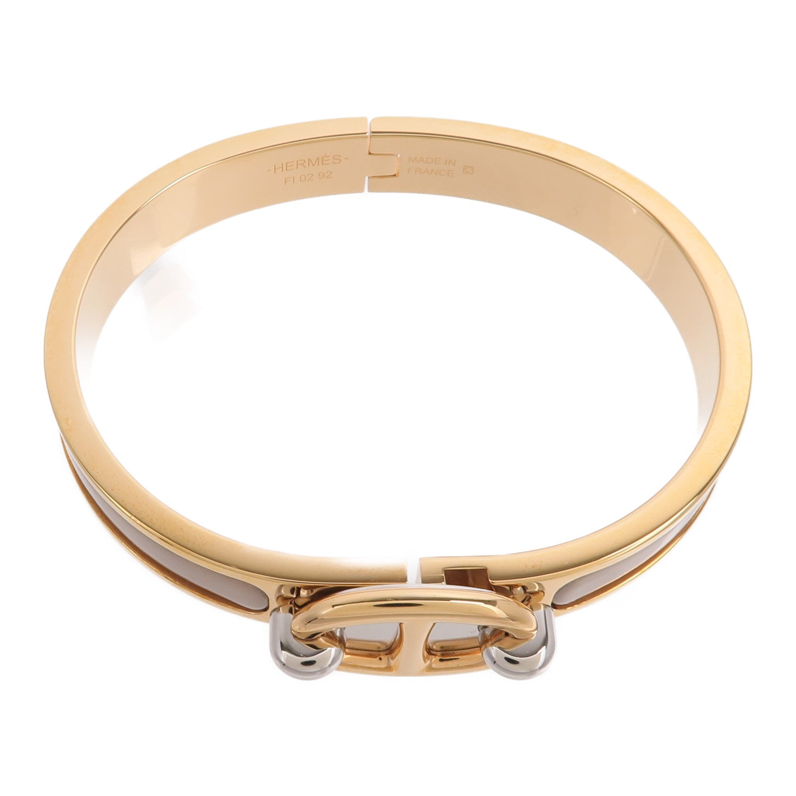 HERMES 金屬/琺瑯Mini Clic Chaine d'Ancre Bracelet手鐲Marron Glace