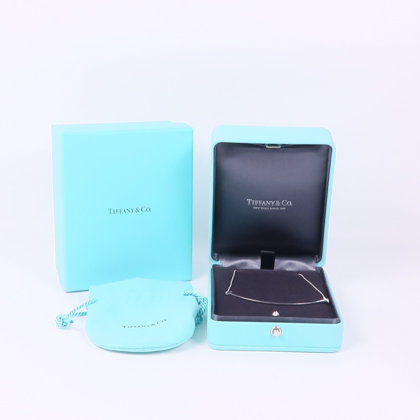 TIFFANY＆CO 18K白金T Smile Necklace項鍊