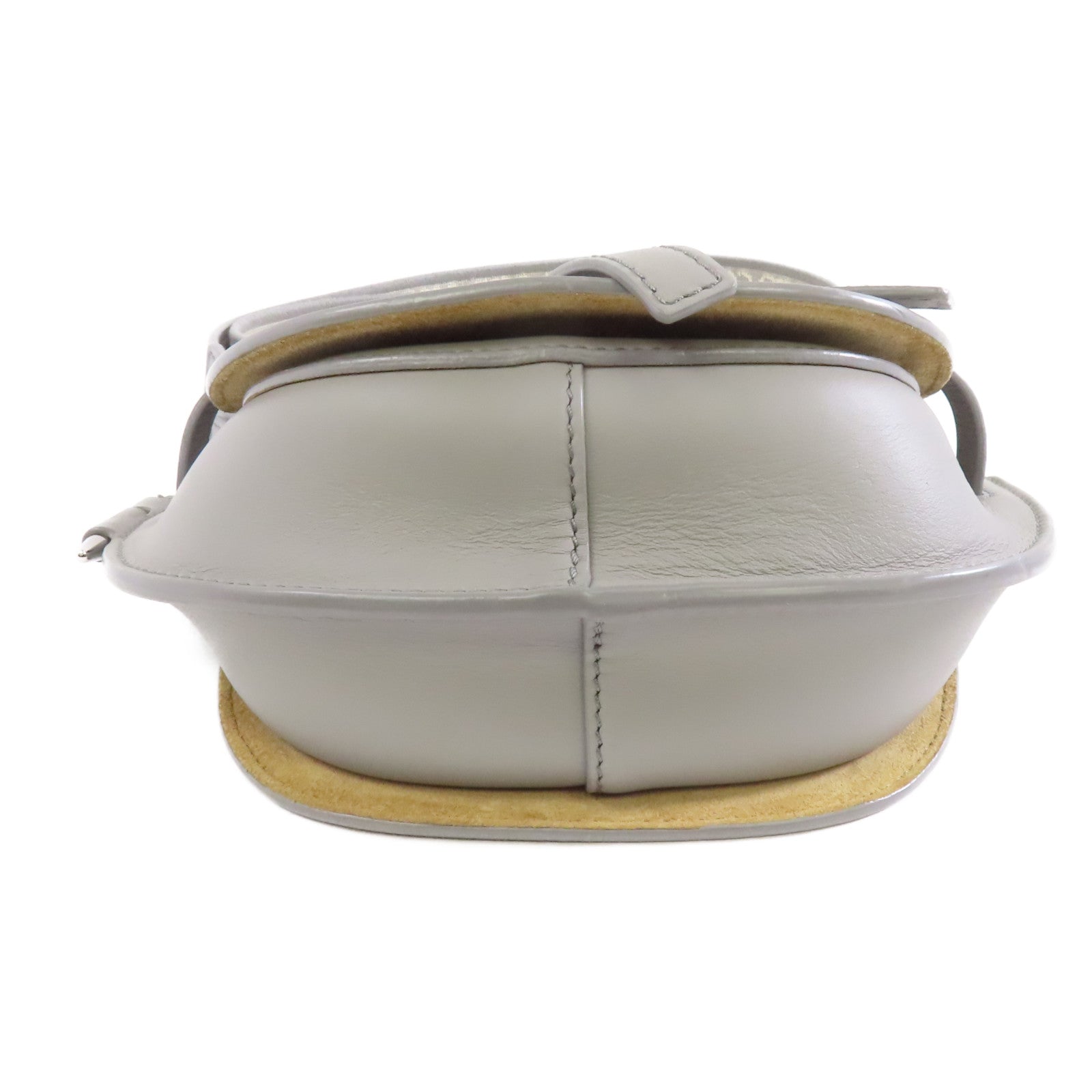 LOEWE 牛皮皮革Mini Gate銀扣肩背袋灰色