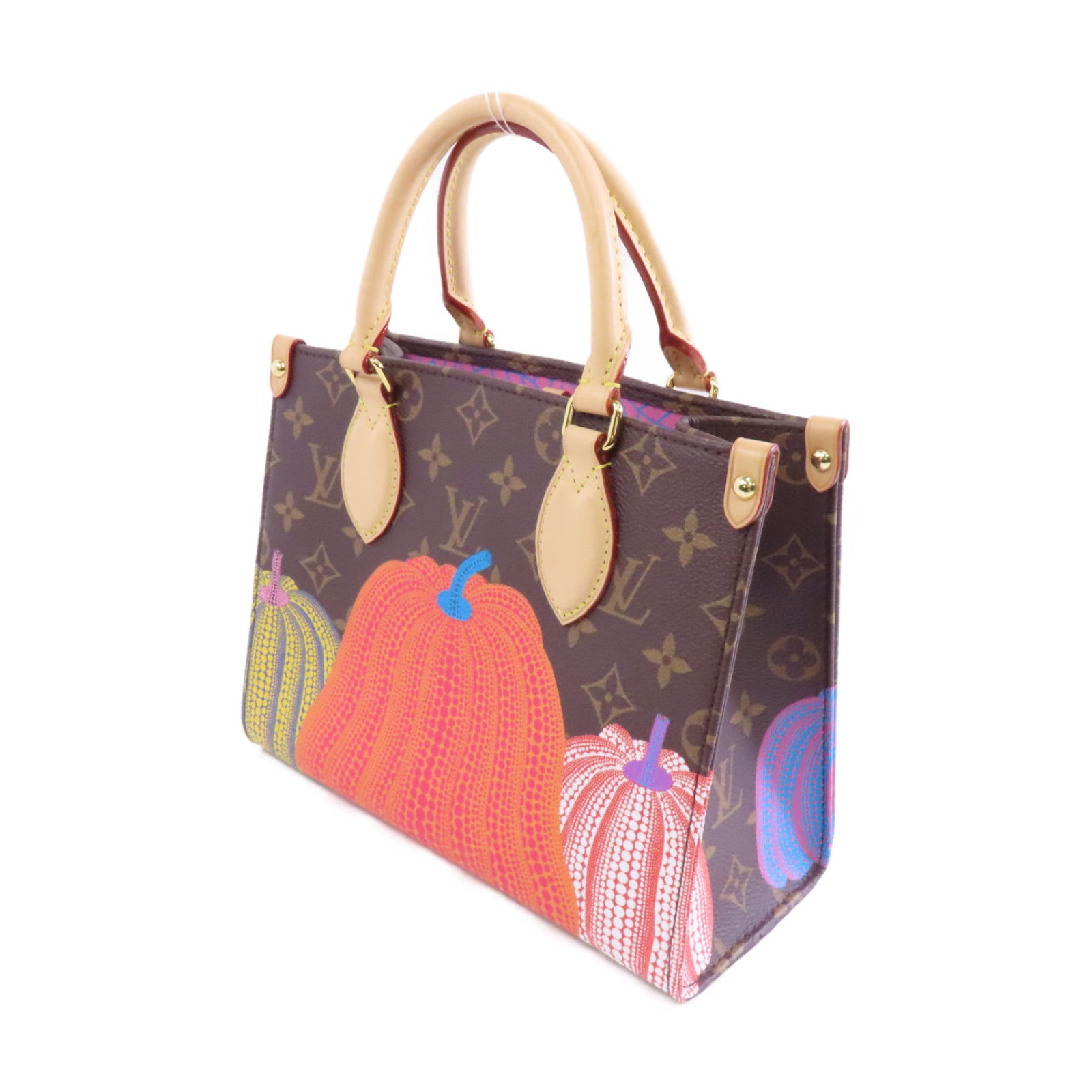 LOUIS VUITTON Monogram LV X YK OnTheGo PM金扣手挽肩背兩用袋啡色/橙色/藍色