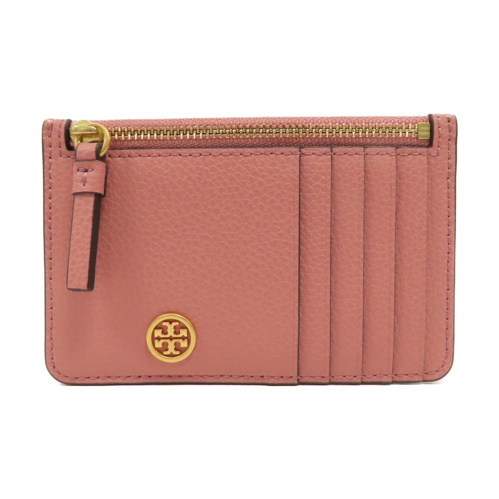 Tory Burch 牛皮皮革Card Case金扣卡片套粉紅色
