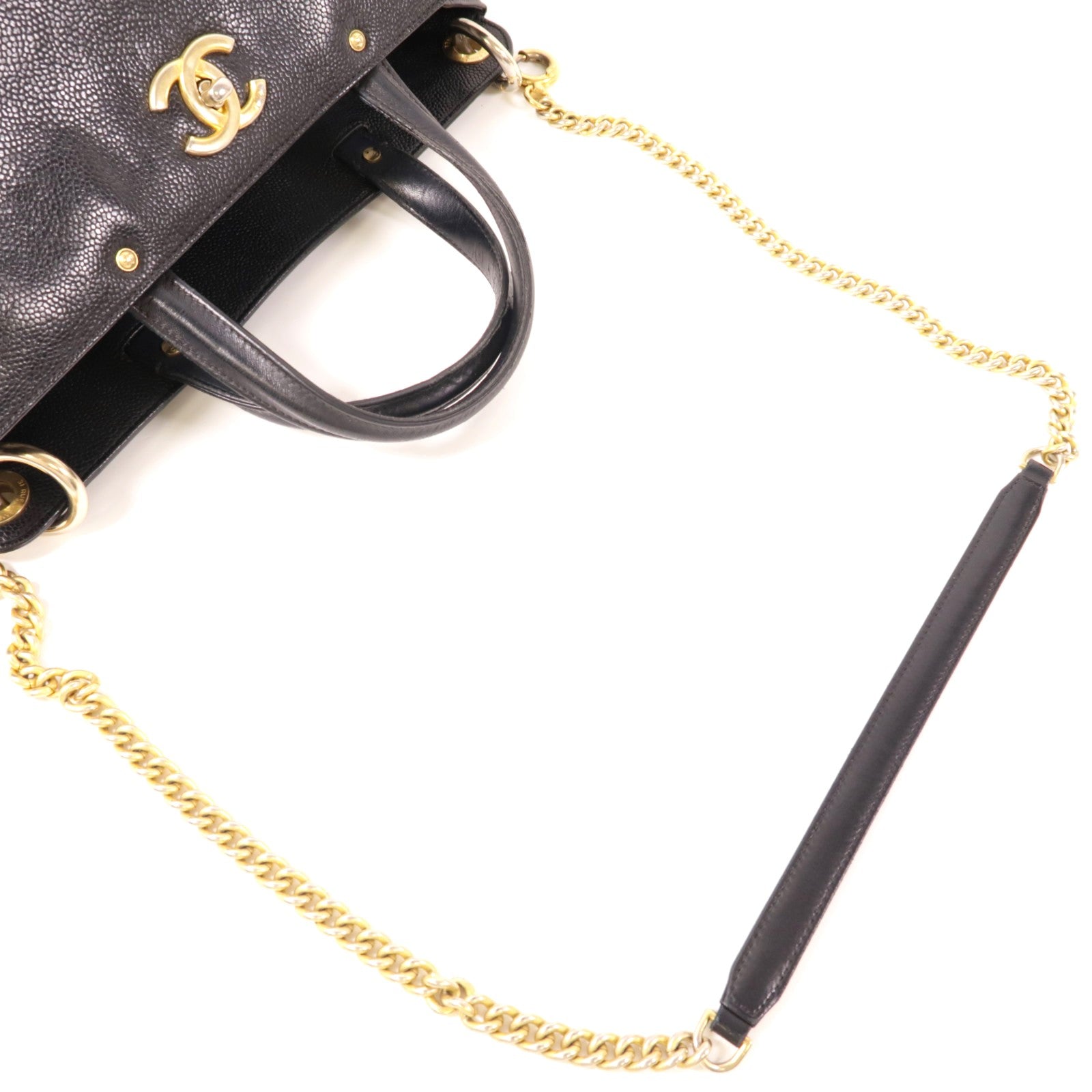 CHANEL 牛皮皮革2Way Shoulder Bag金扣手挽肩背兩用袋