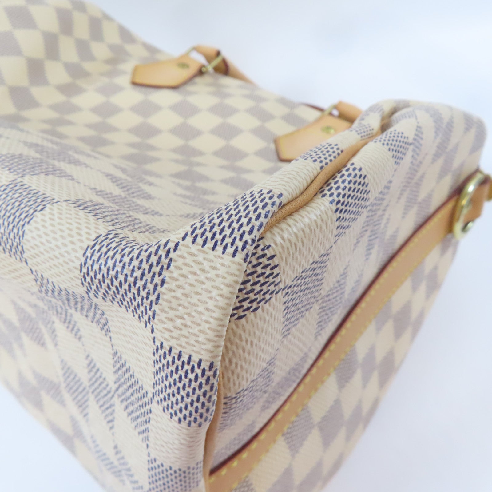 LOUIS VUITTON 【激減優惠】Damier Azur Speedy Bandouliere 30金扣手挽肩背兩用袋白色