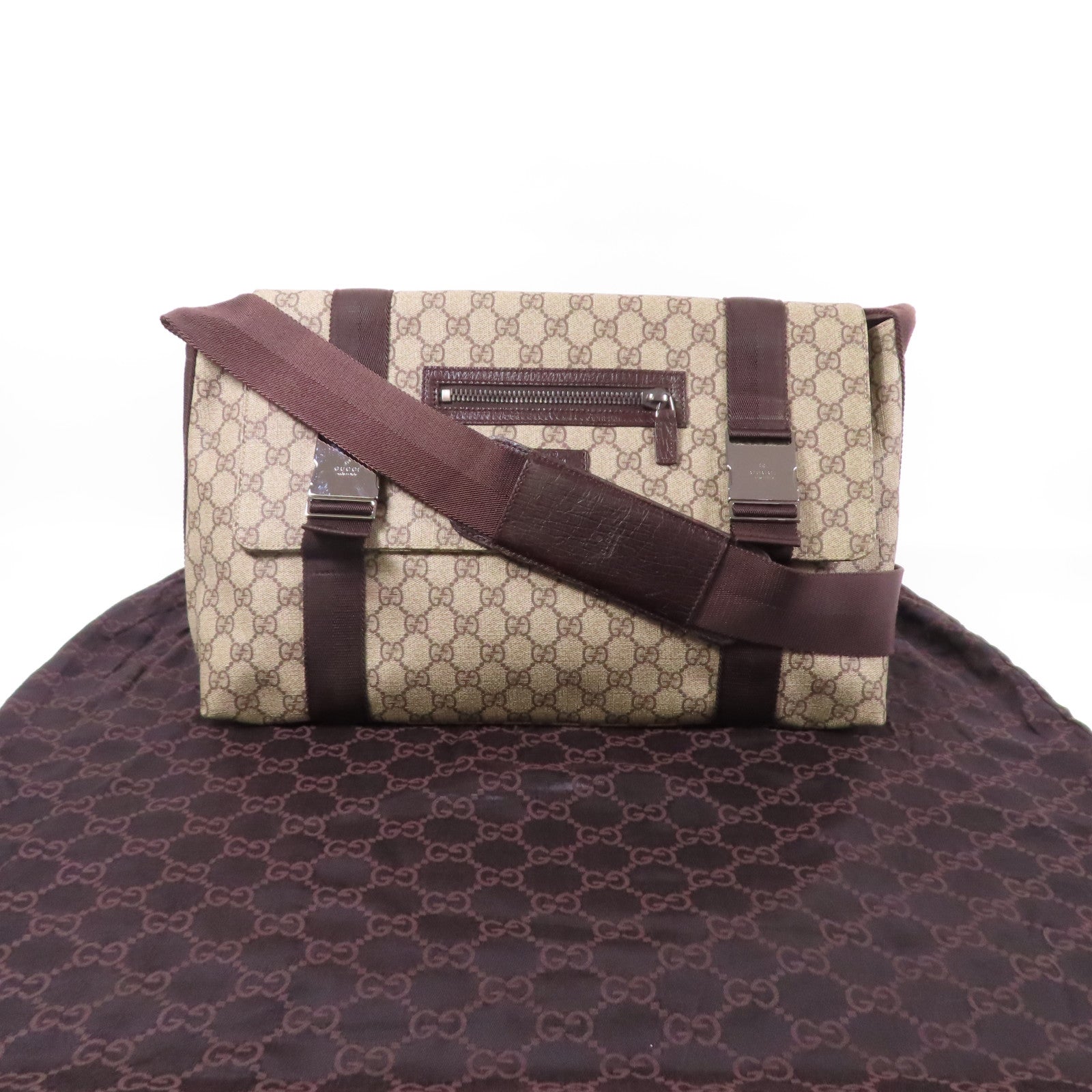 GUCCI 塗層帆布Shoulder/Messenger Bag銀扣