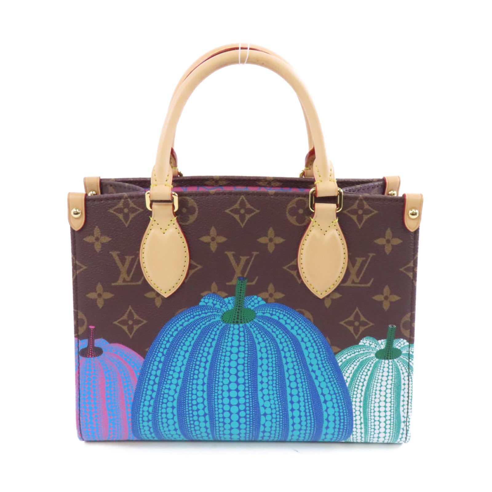 LOUIS VUITTON Monogram LV X YK OnTheGo PM金扣手挽肩背兩用袋啡色/橙色/藍色