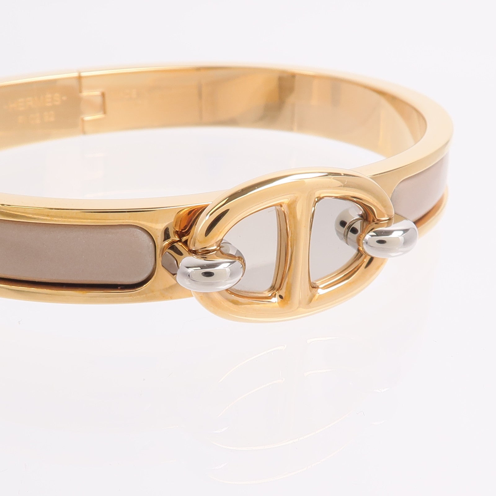 HERMES 金屬/琺瑯Mini Clic Chaine d'Ancre Bracelet手鐲Marron Glace