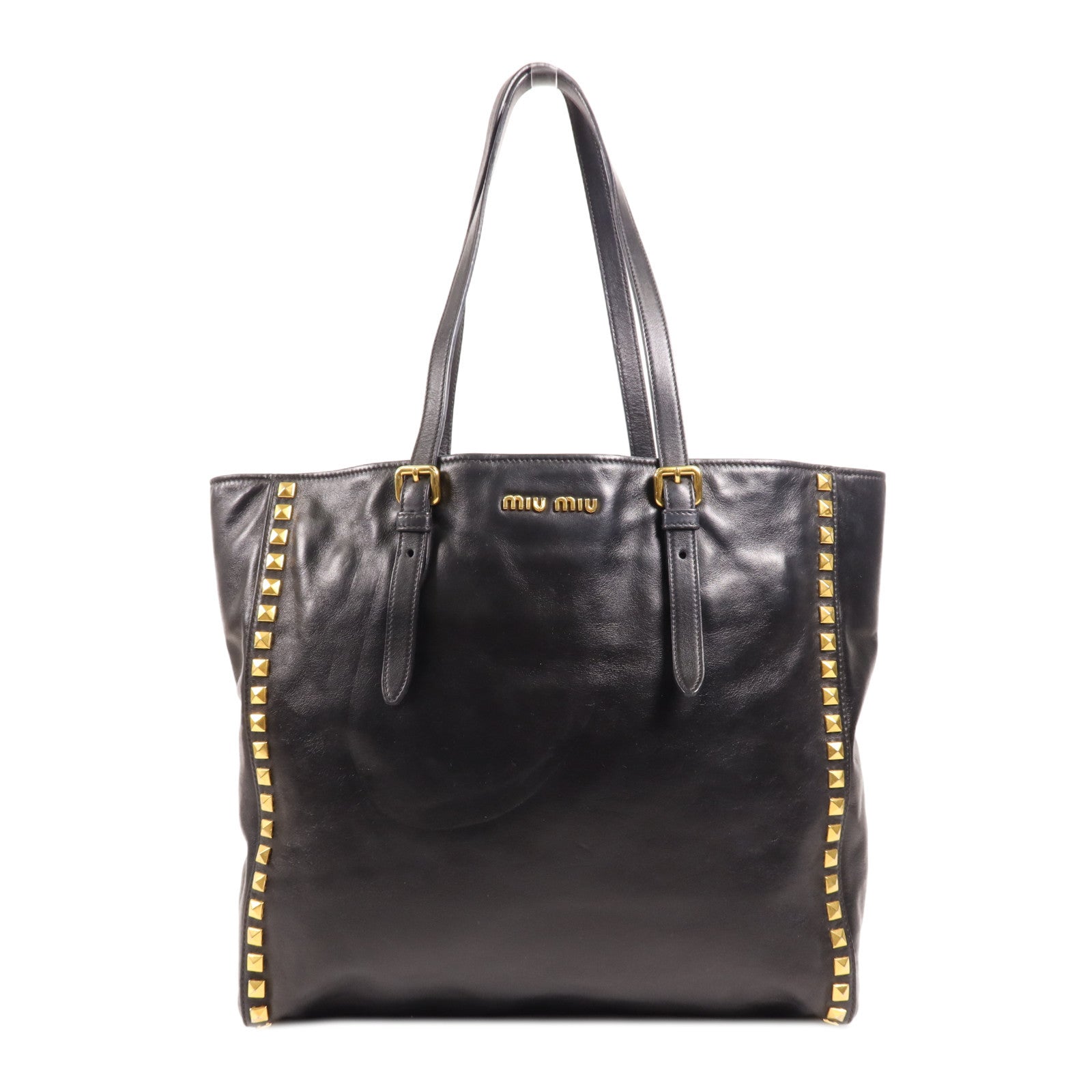 Miu Miu 羊皮皮革Tote Bag金扣肩背袋