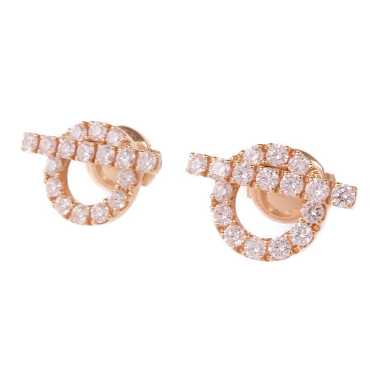 HERMES 18K玫瑰金Finesse Earrings鑽石耳環