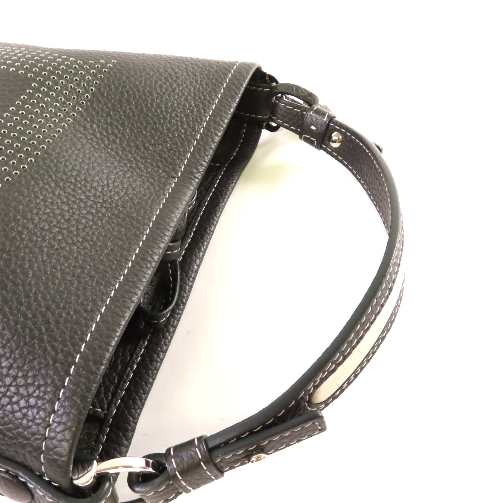 Delvaux 牛皮皮革Handbag銀扣手挽袋黑色