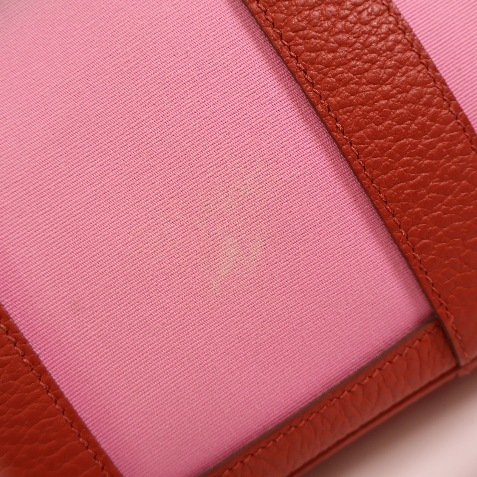 HERMES PHW Garden File PM 2 Way Shoulder Bag Handbag Canvas Pink/Red