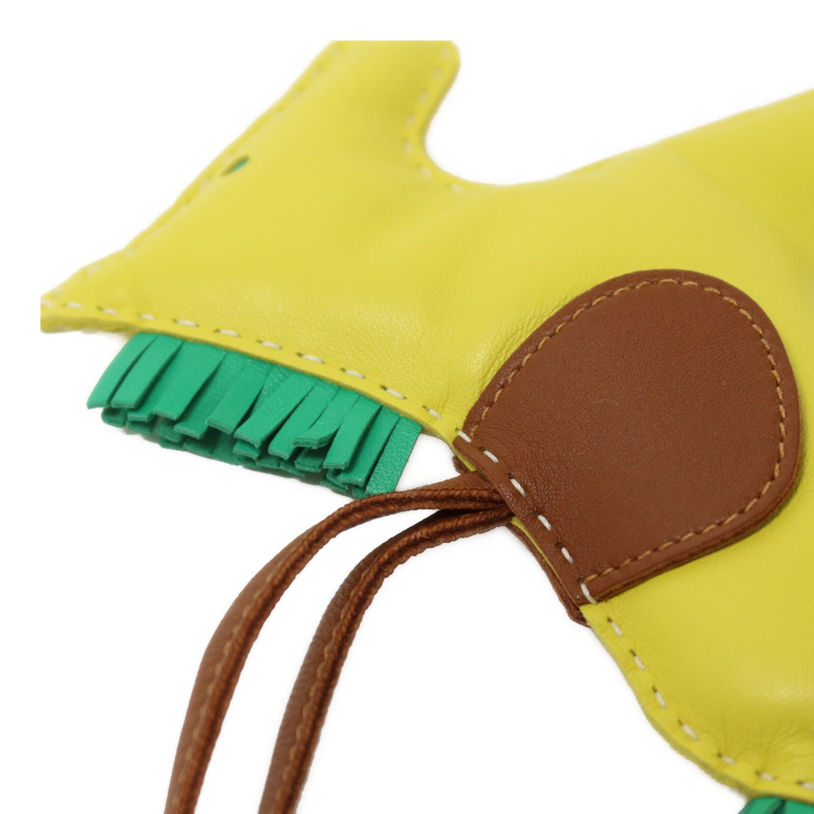 HERMES Milo皮革Rodeo GM掛飾Lime/Mint/Gold