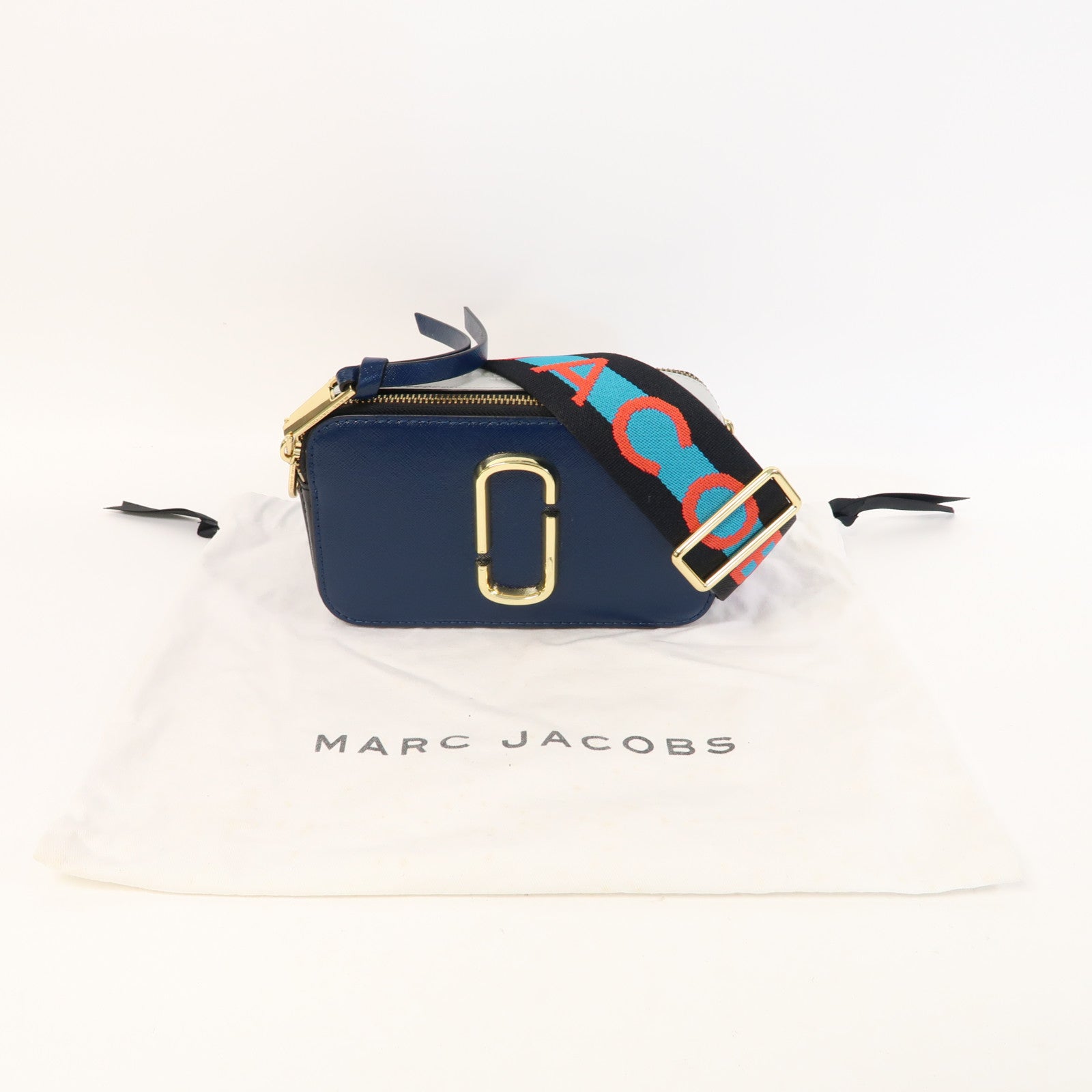 MARC JACOBS 牛皮皮革Shoulder Bag金扣肩背袋深藍色