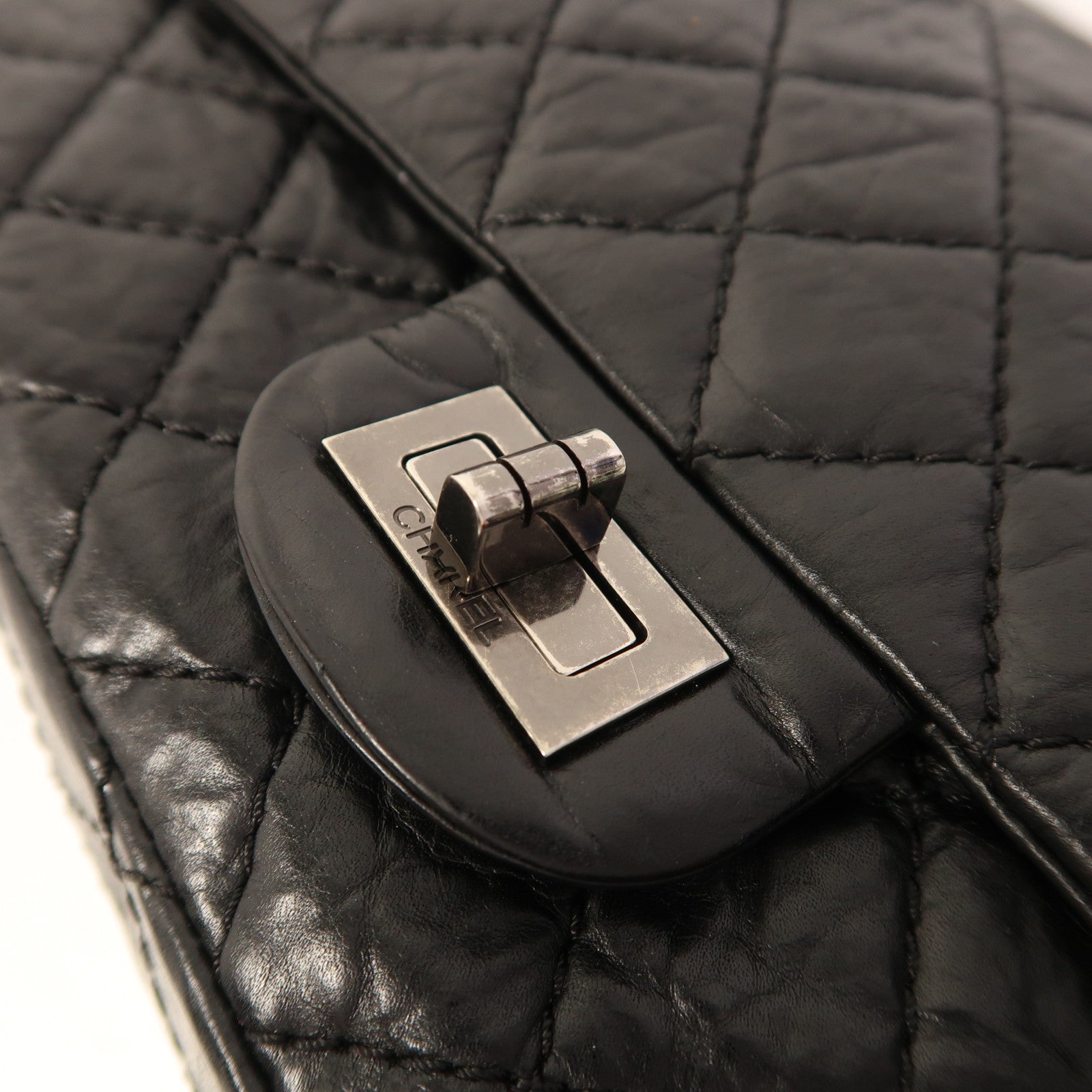 CHANEL 牛皮皮革2.55銀扣鏈帶肩背袋