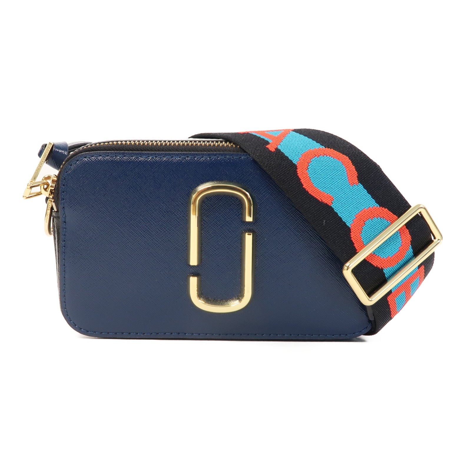MARC JACOBS 牛皮皮革Shoulder Bag金扣肩背袋深藍色