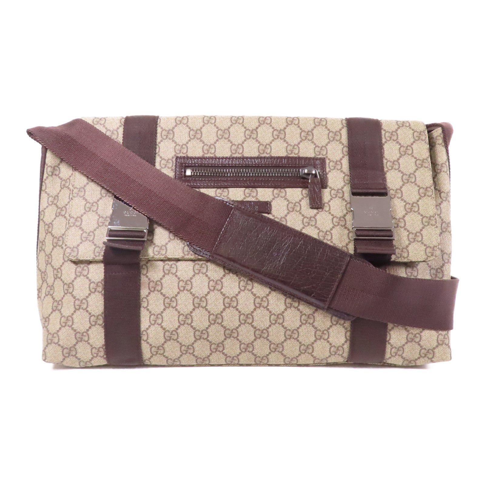 GUCCI 塗層帆布Shoulder/Messenger Bag銀扣