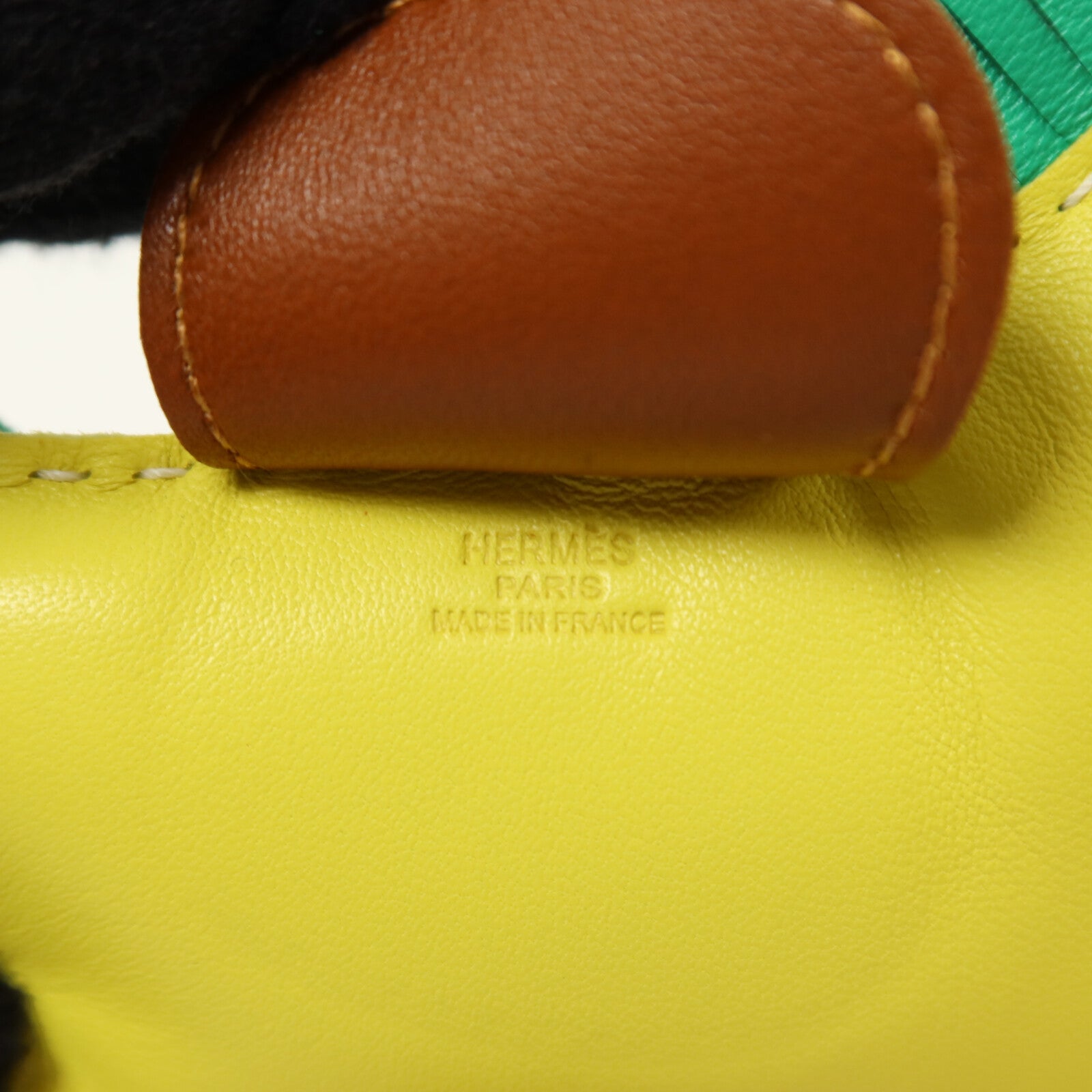 HERMES Milo皮革Rodeo GM掛飾Lime/Mint/Gold
