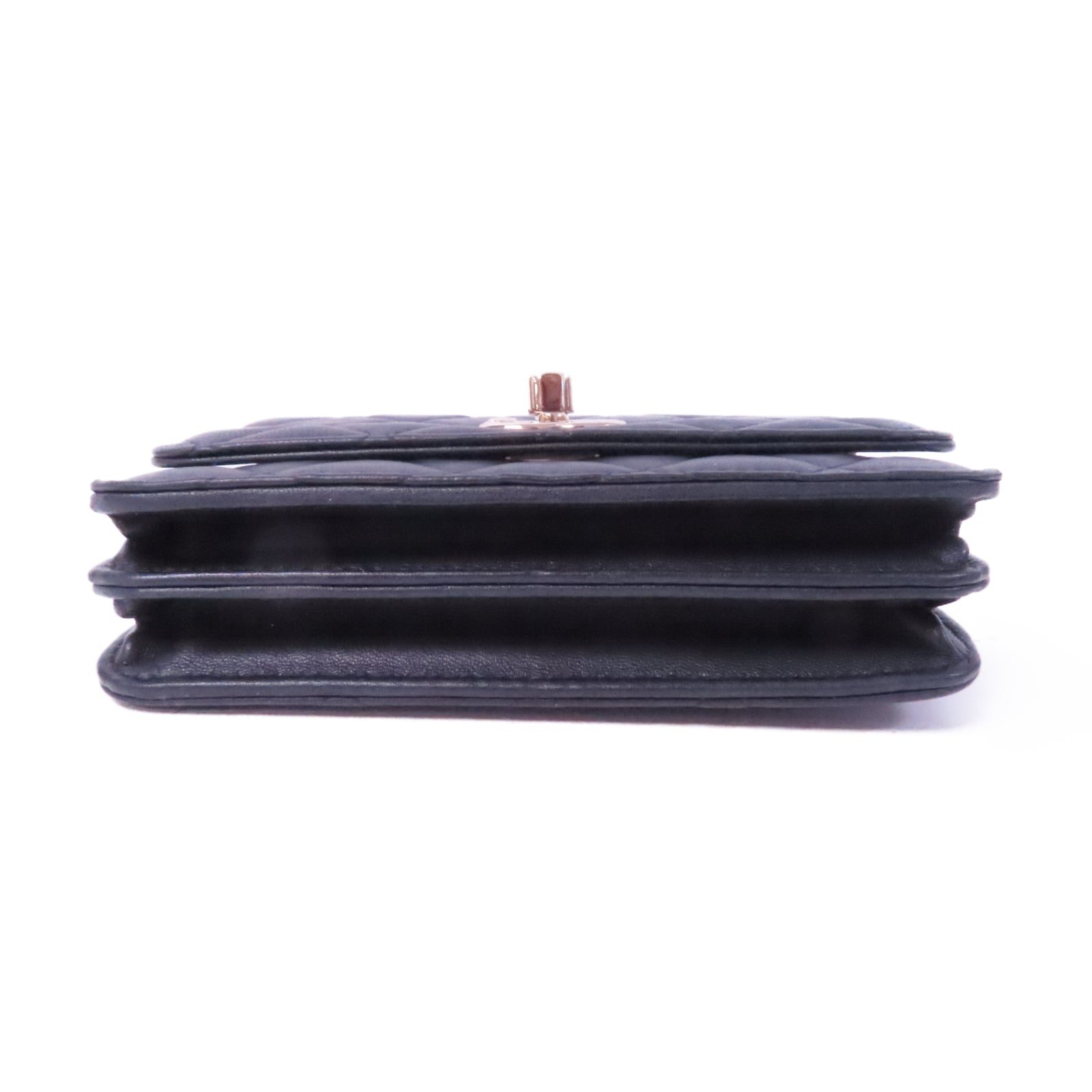 CHANEL 菱格牛皮皮革Chain Shoulder銀扣鏈帶肩背袋黑色