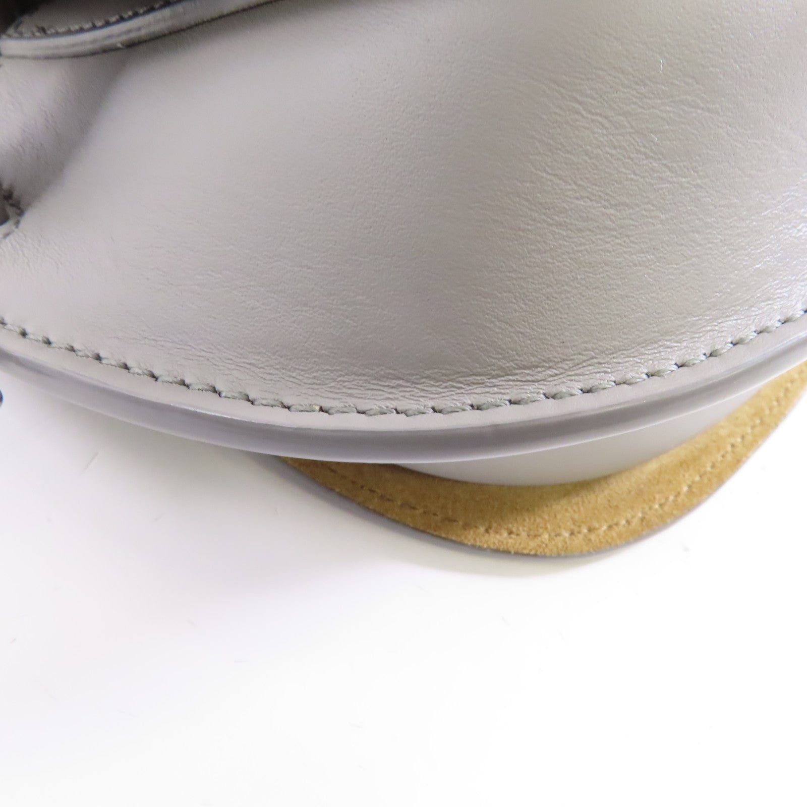 LOEWE 牛皮皮革Mini Gate銀扣肩背袋灰色